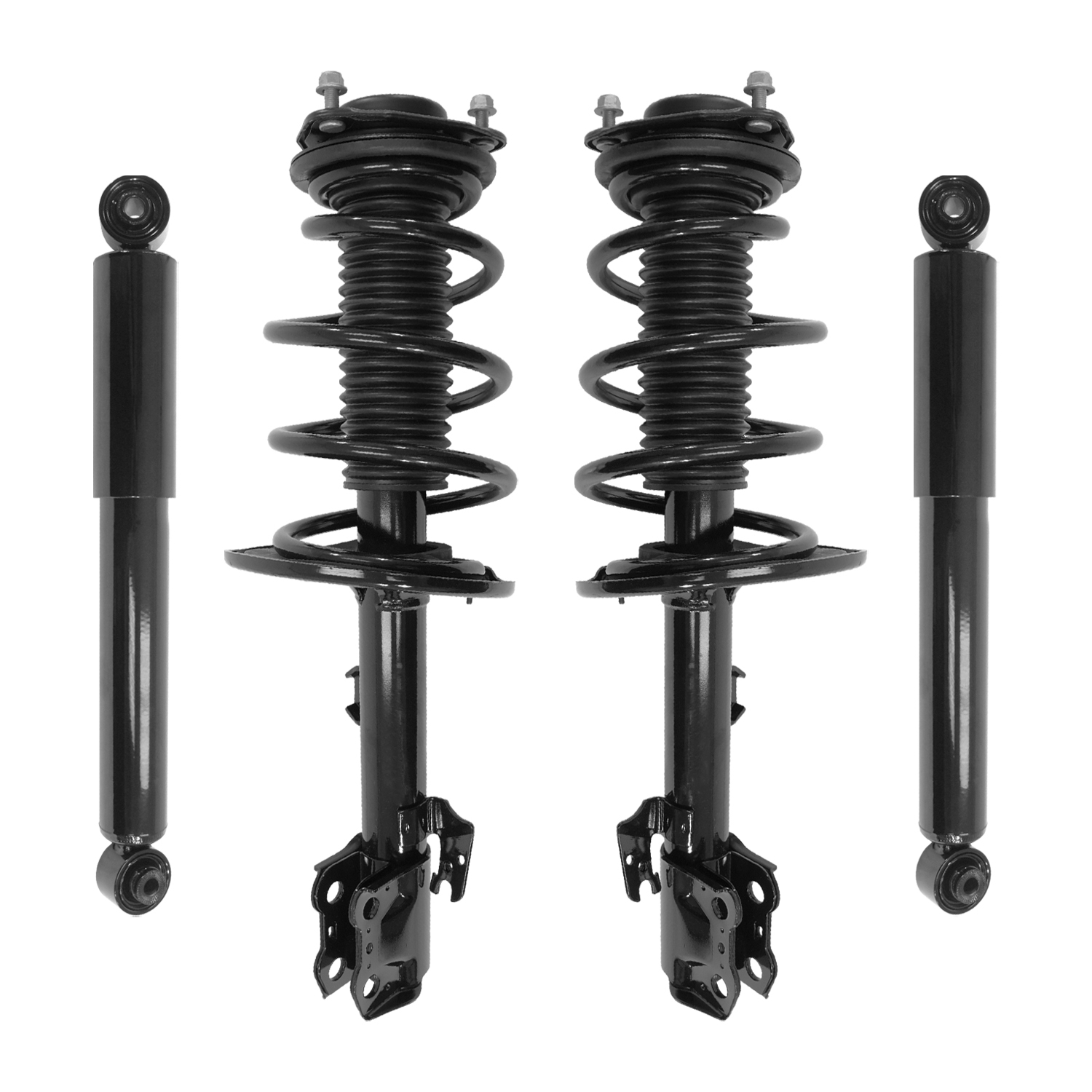 Unity Automotive Front Complete Strut Assemblies, (2) Rear Shock Absorbers - 4-11647-253090-001