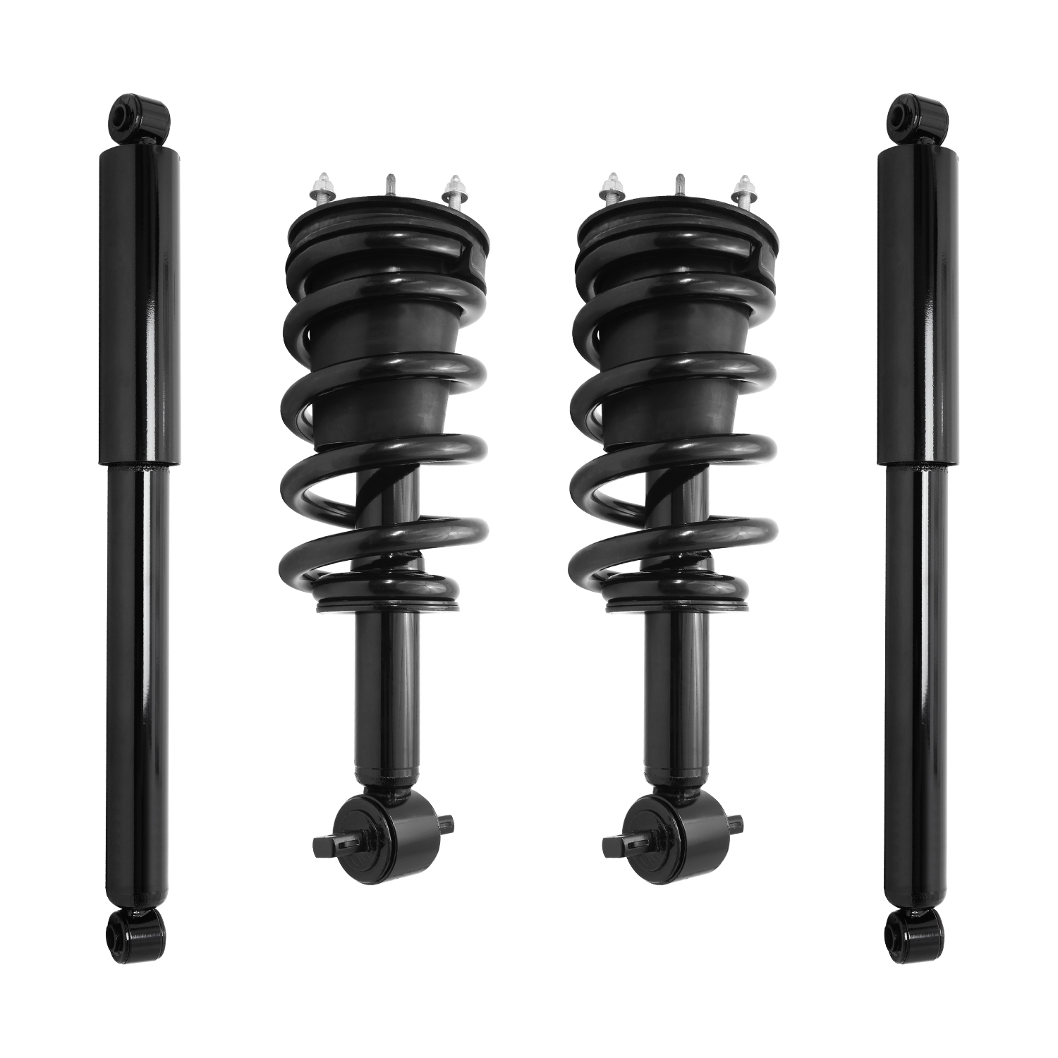 Unity Automotive Front Complete Strut Assemblies, (2) Rear Shock Absorbers - 4-11660-251500-001