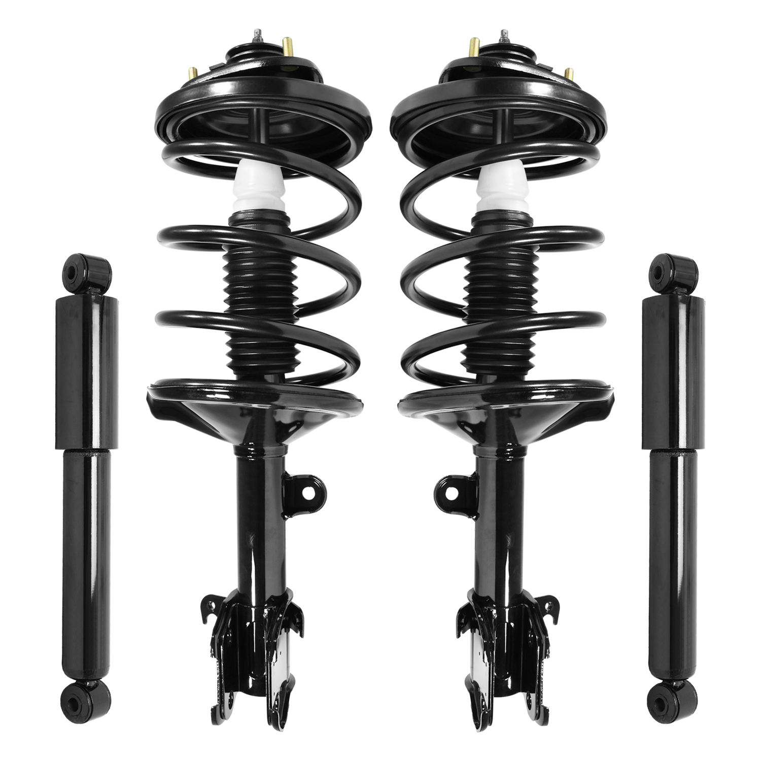 Unity Automotive Front Complete Strut Assemblies, (2) Rear Shock Absorbers - 4-11661-250020-001