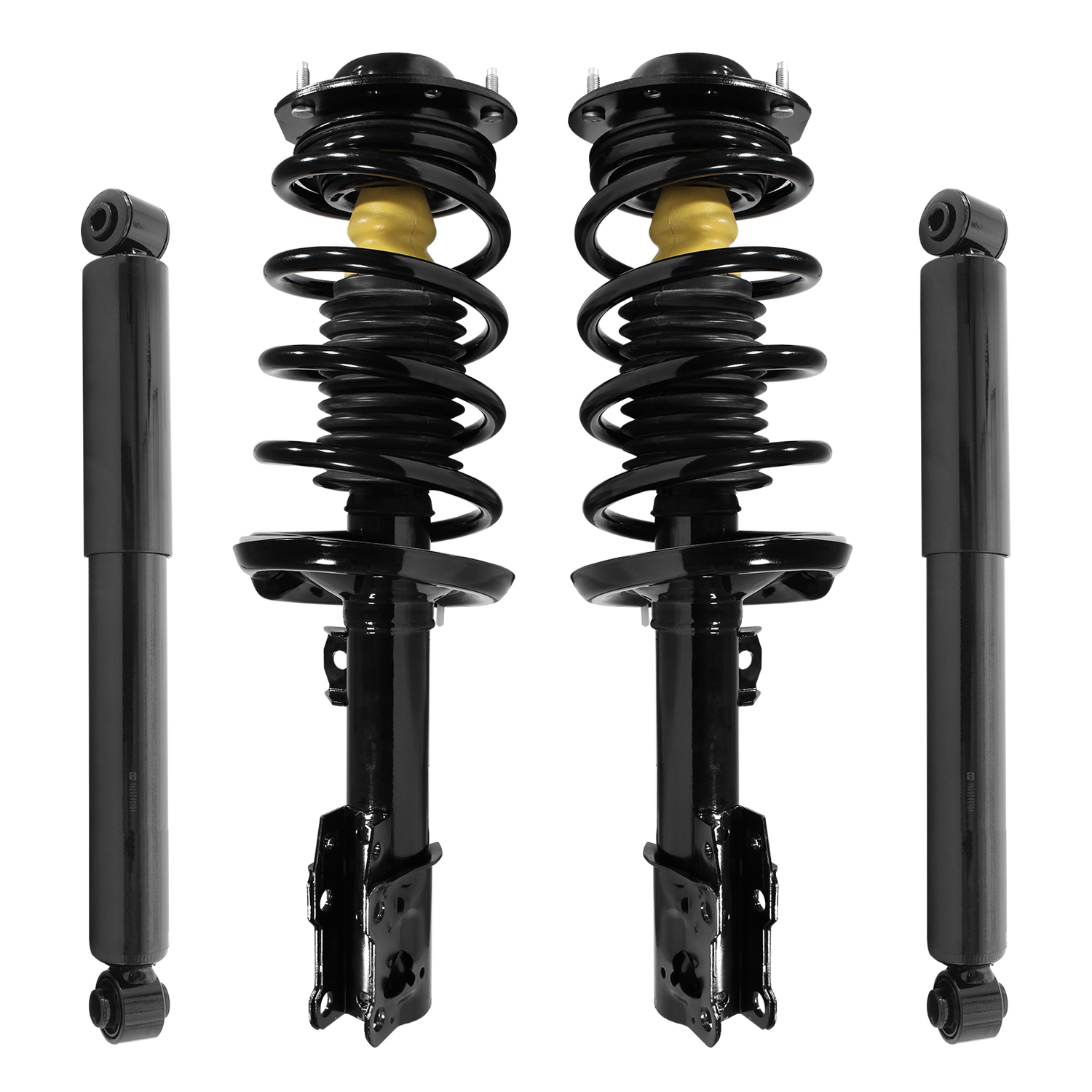 Unity Automotive Front Complete Strut Assemblies, (2) Rear Shock Absorbers - 4-11671-251010-001