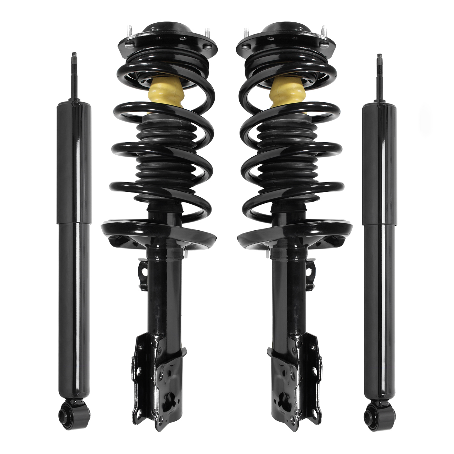 Unity Automotive Front Complete Strut Assemblies, (2) Rear Shock Absorbers - 4-11671-251040-001