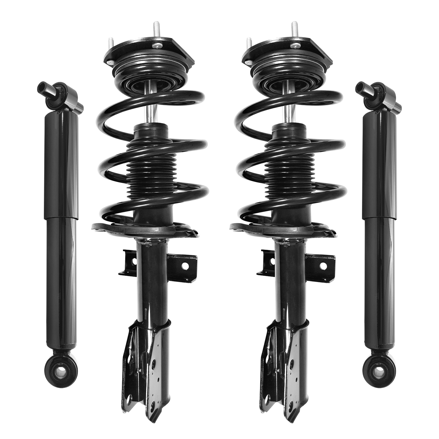 Unity Automotive Front Complete Strut Assemblies, (2) Rear Shock Absorbers - 4-11680-213050-001