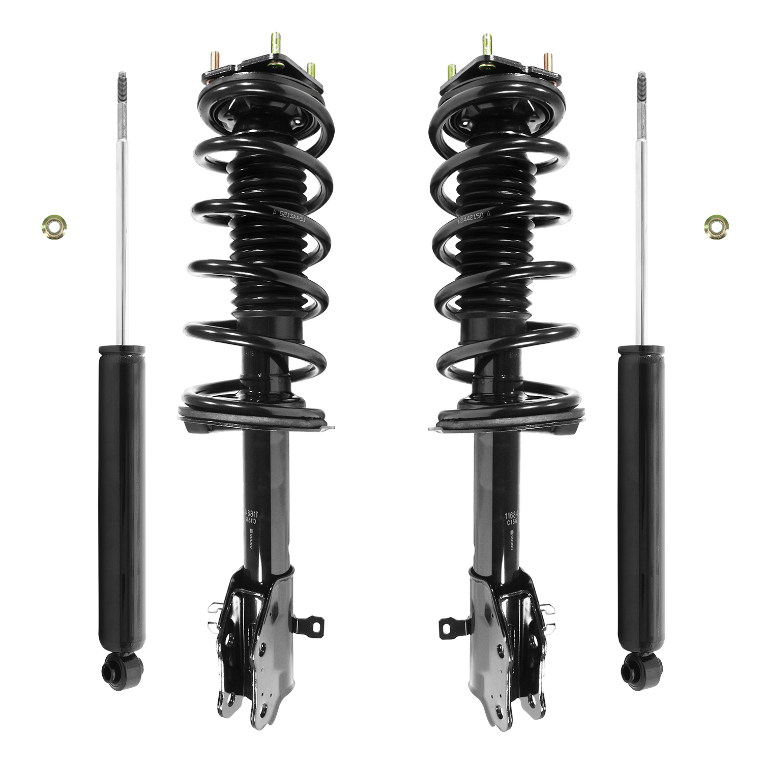 Unity Automotive Front Complete Strut Assemblies, (2) Rear Shock Absorbers - 4-11683-259420-001