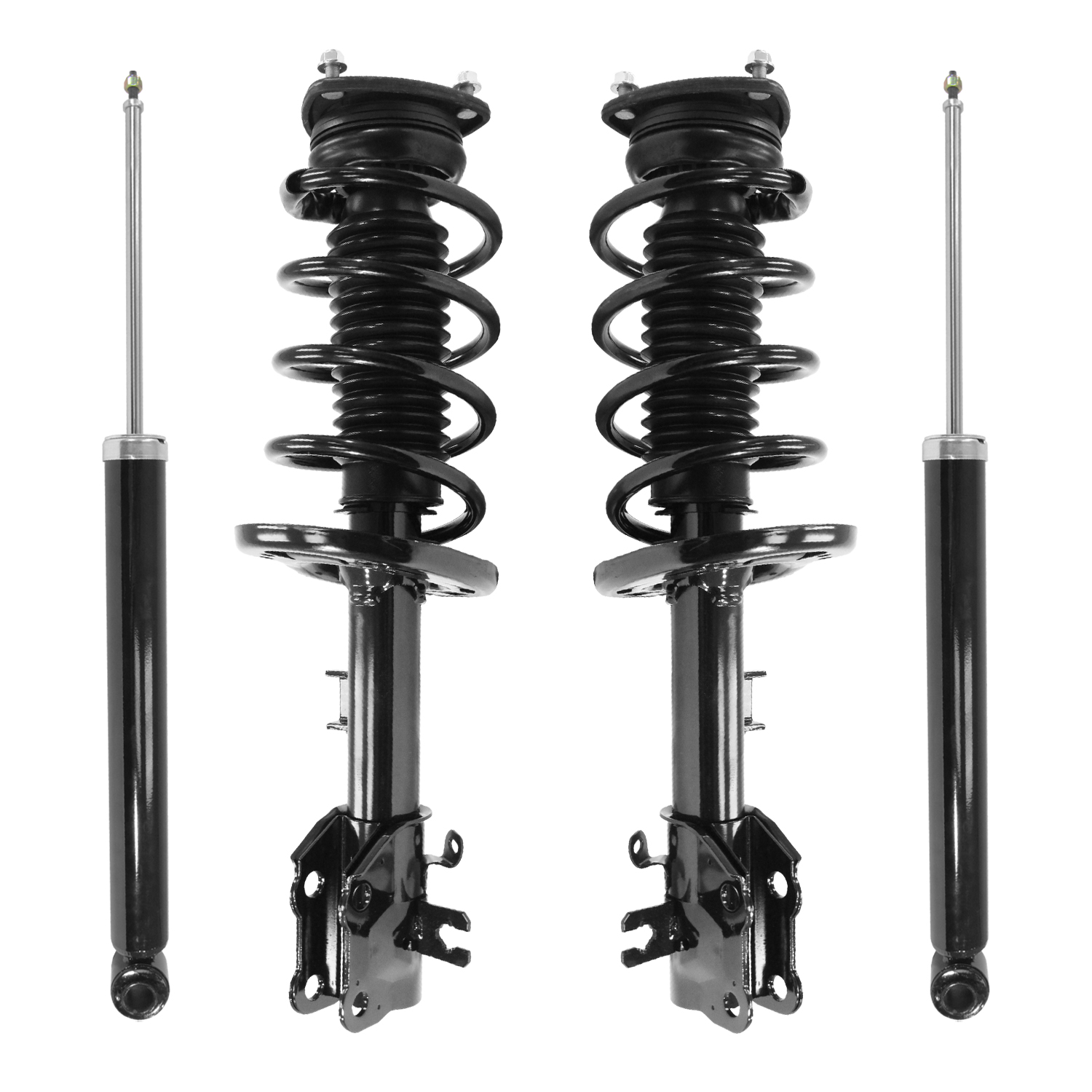 Unity Automotive Front Complete Strut Assemblies, (2) Rear Shock Absorbers - 4-11697-259190-001