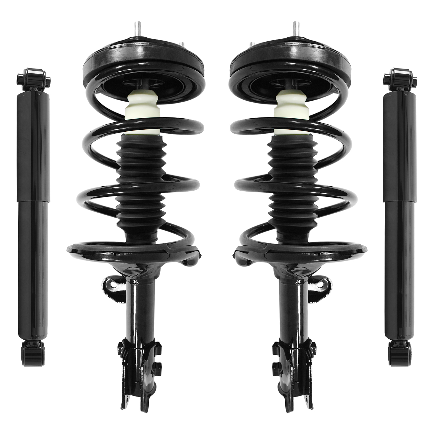 Unity Automotive Front Complete Strut Assemblies, (2) Rear Shock Absorbers - 4-11723-259880-001