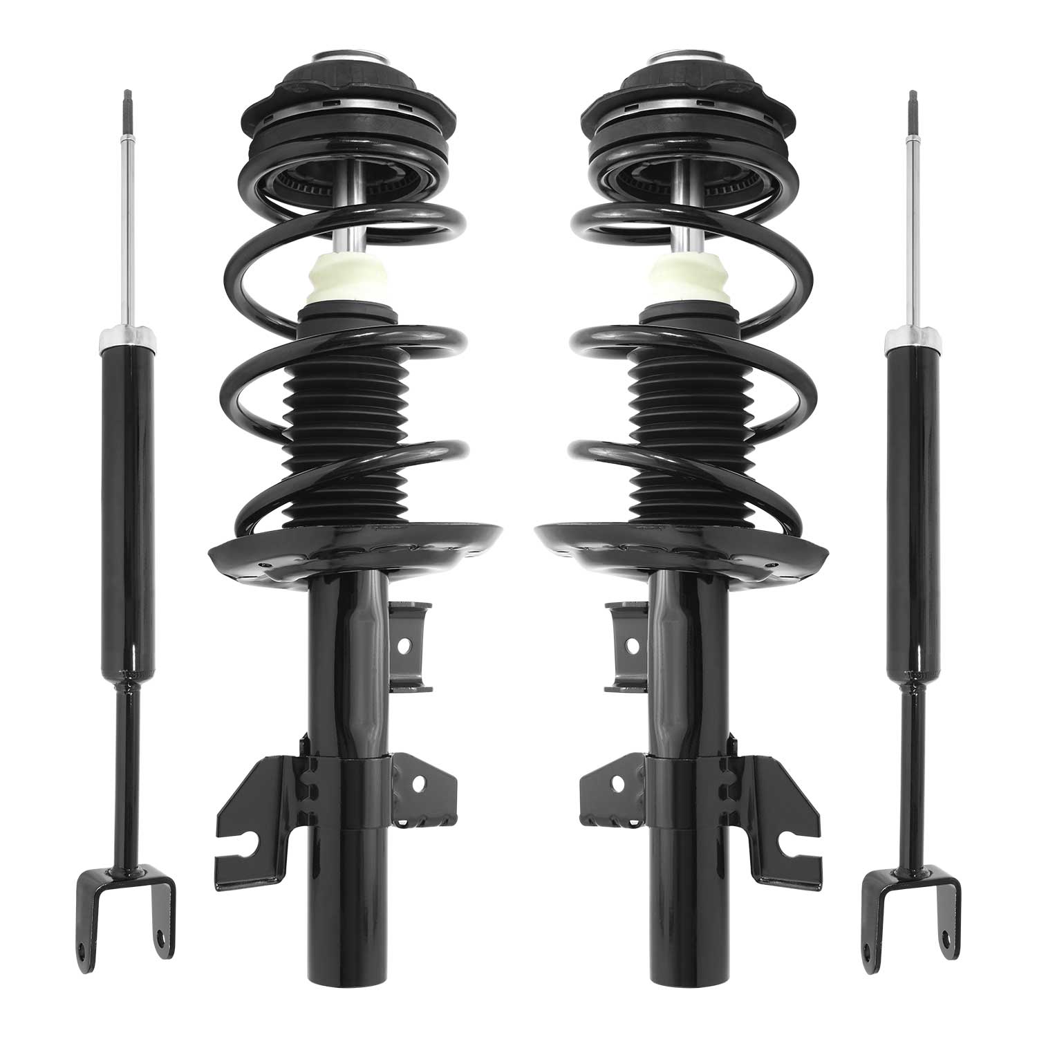 Unity Automotive Front Complete Strut Assemblies, (2) Rear Shock Absorbers - 4-11725-256600-001