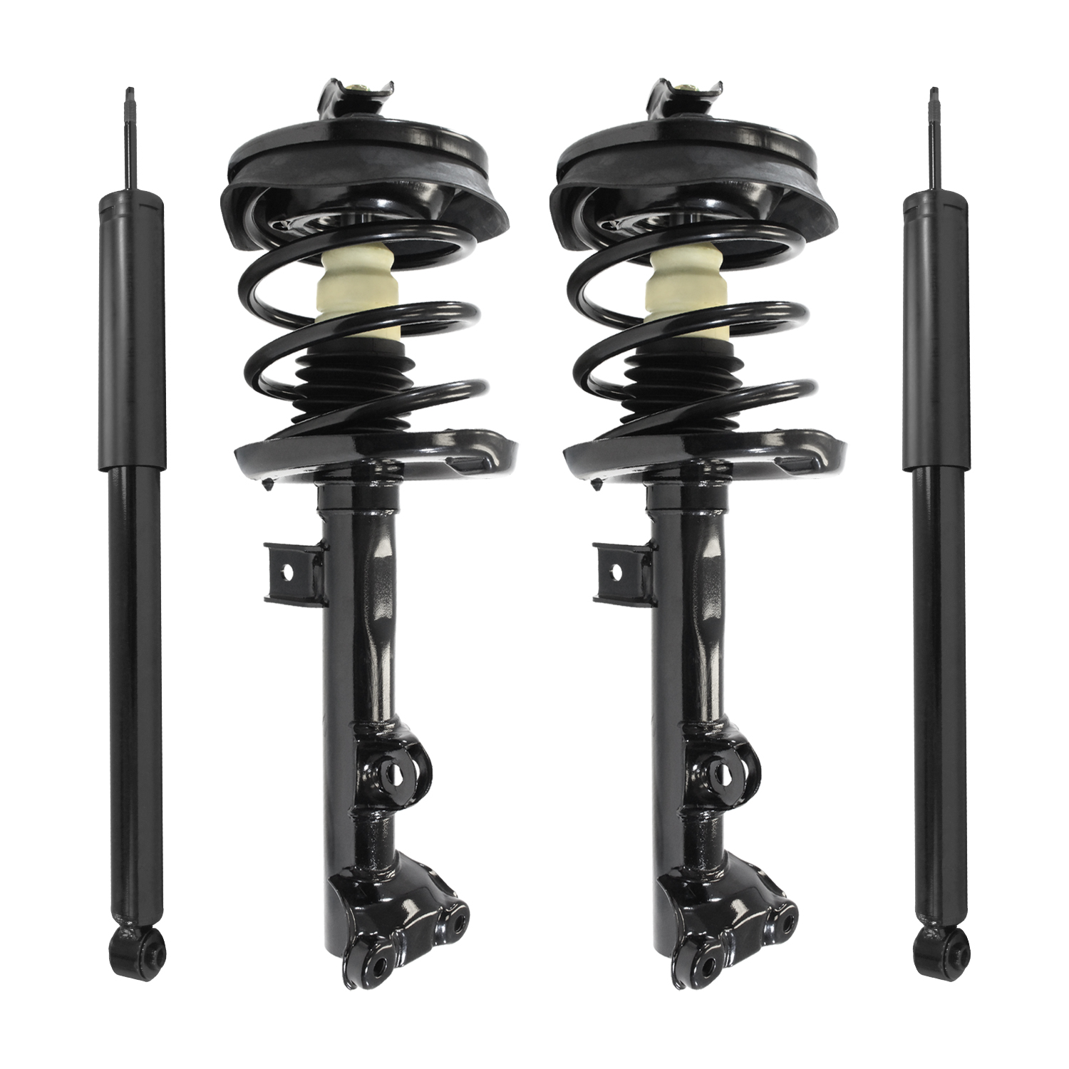 Unity Automotive Front Complete Strut Assemblies, (2) Rear Shock Absorbers - 4-11730-257090-001