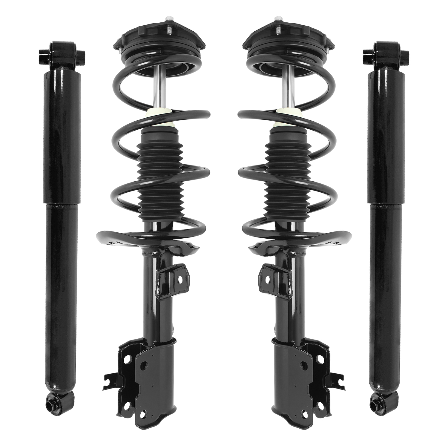 Unity Automotive Front Complete Strut Assemblies, (2) Rear Shock Absorbers - 4-11735-255510-001