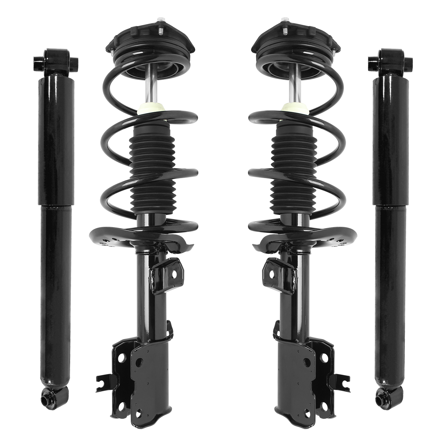 Unity Automotive Front Complete Strut Assemblies, (2) Rear Shock Absorbers - 4-11737-255510-001