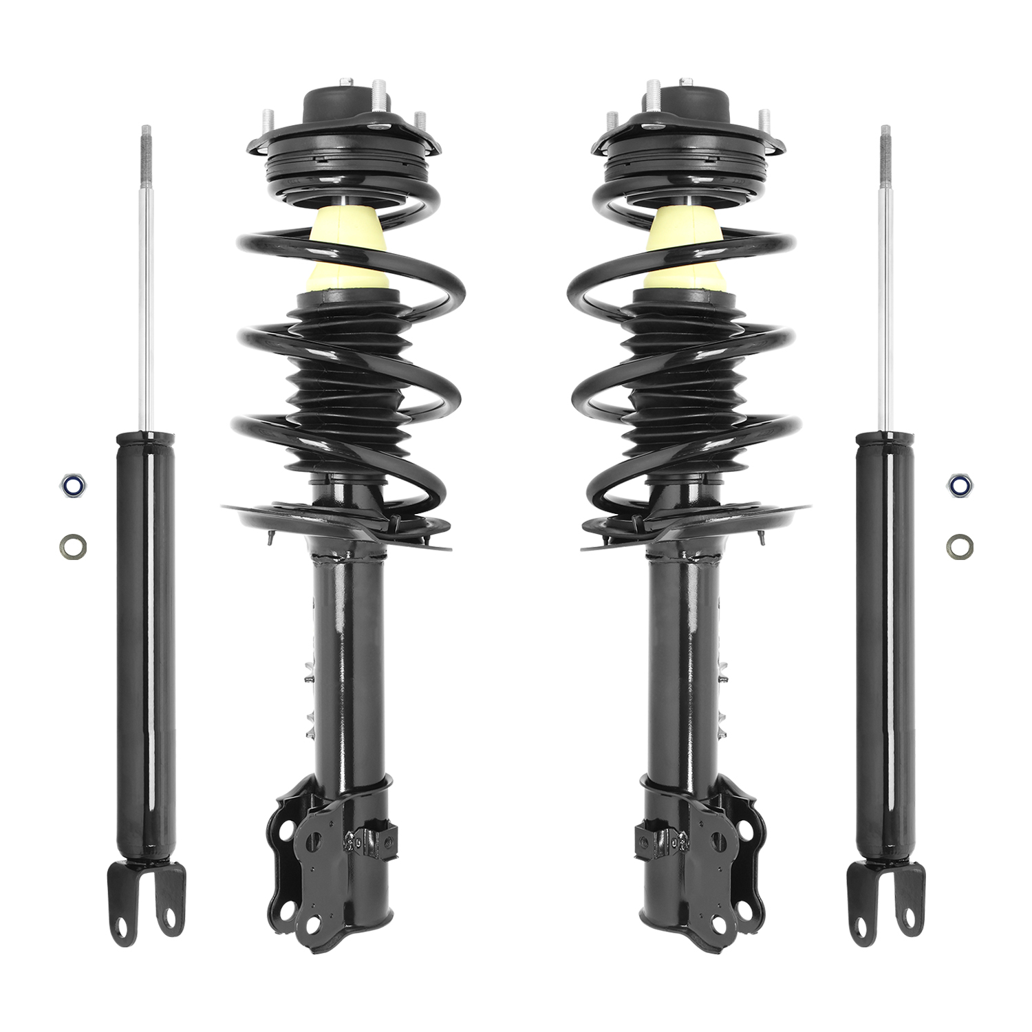 Unity Automotive Front Complete Strut Assemblies, (2) Rear Shock Absorbers - 4-11745-259920-001