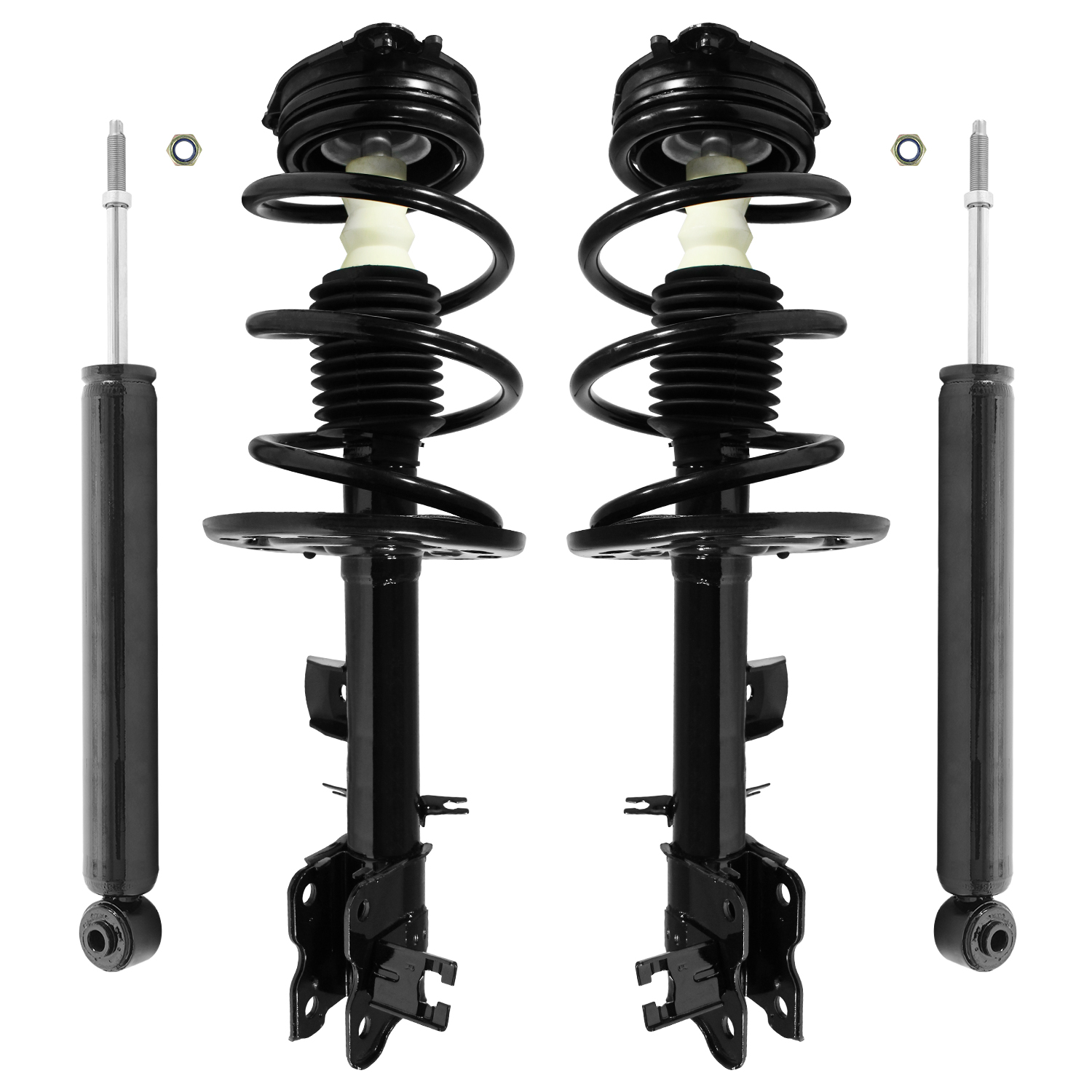 Unity Automotive Front Complete Strut Assemblies, (2) Rear Shock Absorbers - 4-11763-253620-001