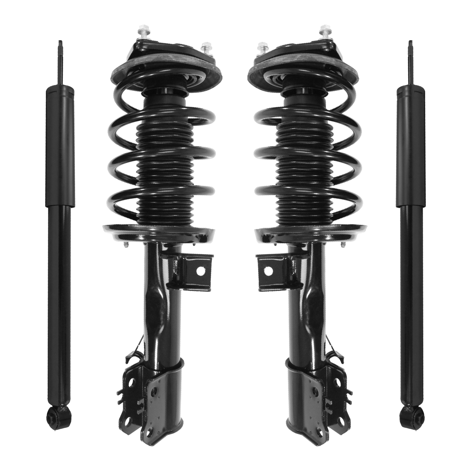 Unity Automotive Front Complete Strut Assemblies, (2) Rear Shock Absorbers - 4-11765-257090-001