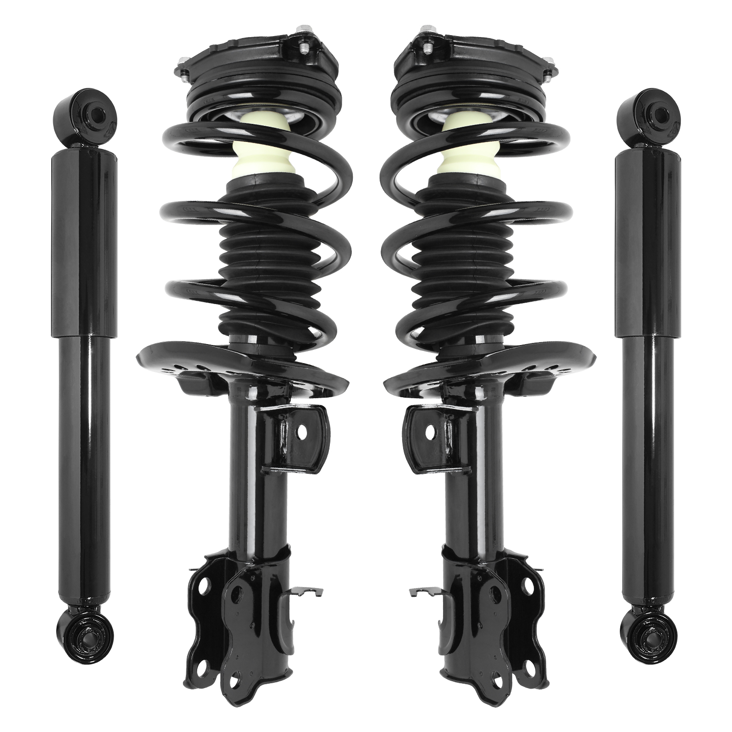 Unity Automotive Front Complete Strut Assemblies, (2) Rear Shock Absorbers - 4-11785-255160-001