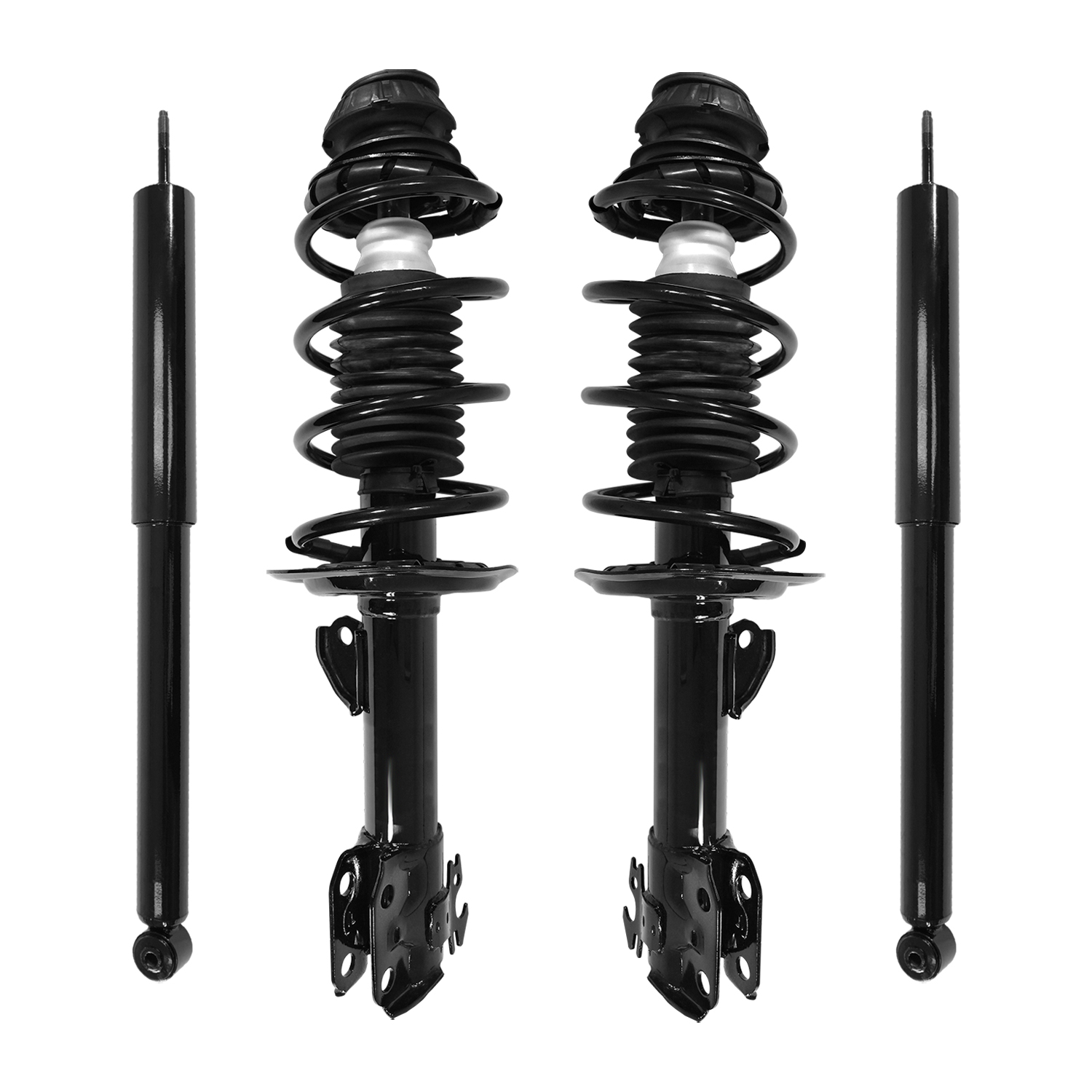 Unity Automotive Front Complete Strut Assemblies, (2) Rear Shock Absorbers - 4-11805-254130-001