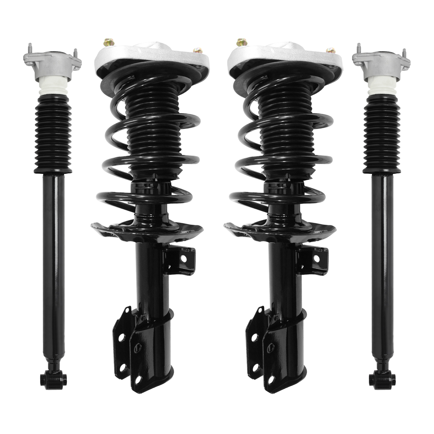 Unity Automotive Front Complete Strut Assemblies, (2) Rear Shock Absorbers - 4-11810-254870-001