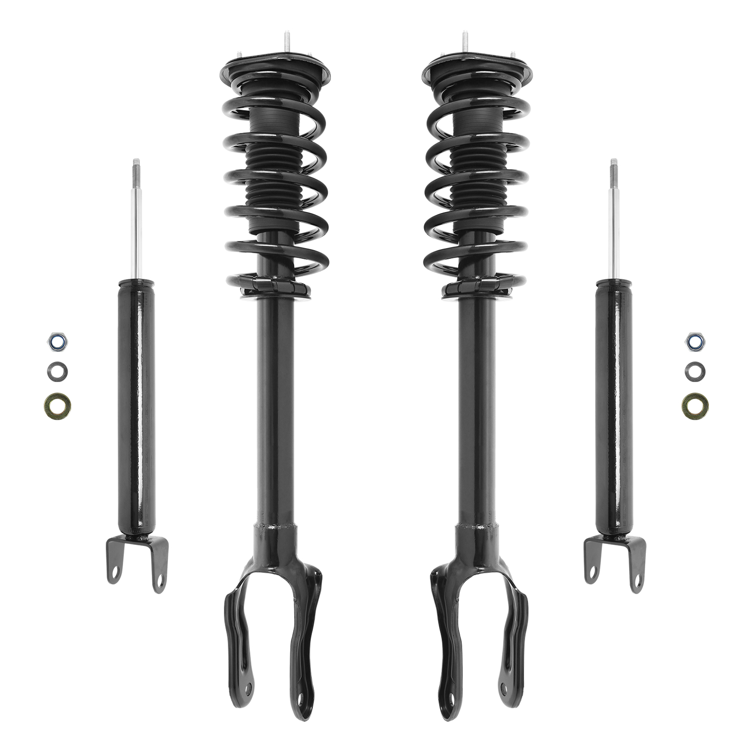 Unity Automotive Front Complete Strut Assemblies, (2) Rear Shock Absorbers - 4-11817-256500-001