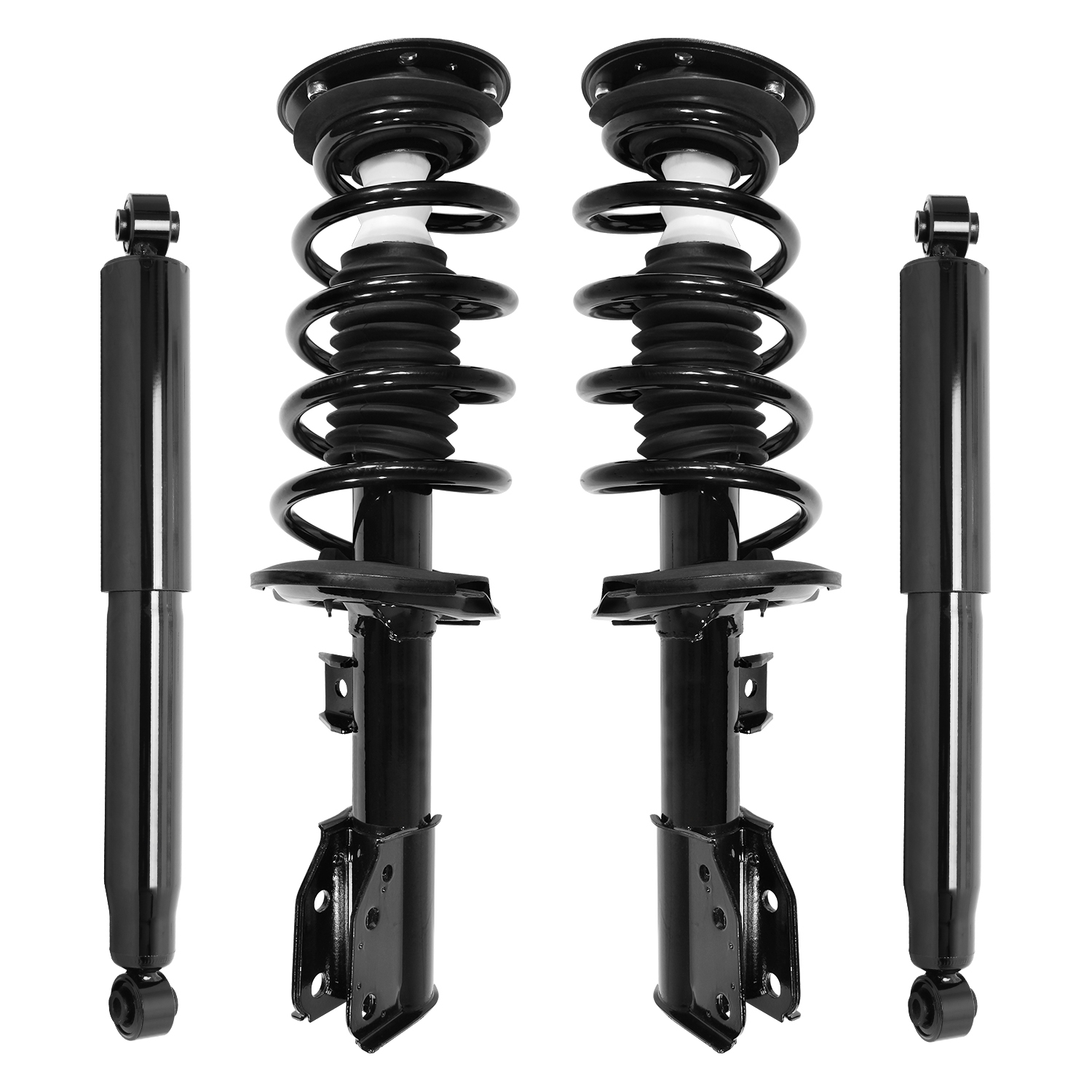 Unity Automotive Front Complete Strut Assemblies, (2) Rear Shock Absorbers - 4-11873-251140-001