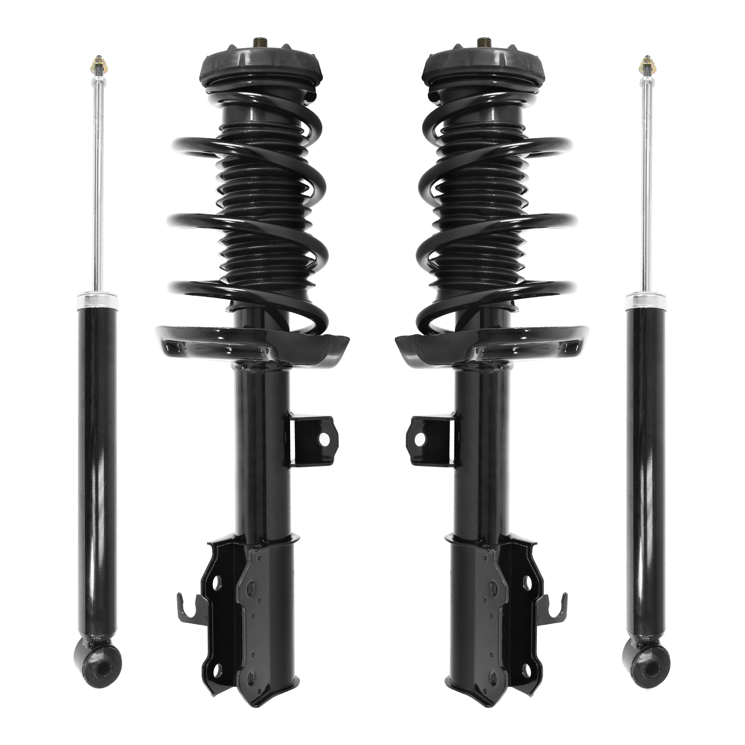 Unity Automotive Front Complete Strut Assemblies, (2) Rear Shock Absorbers - 4-11881-251180-001