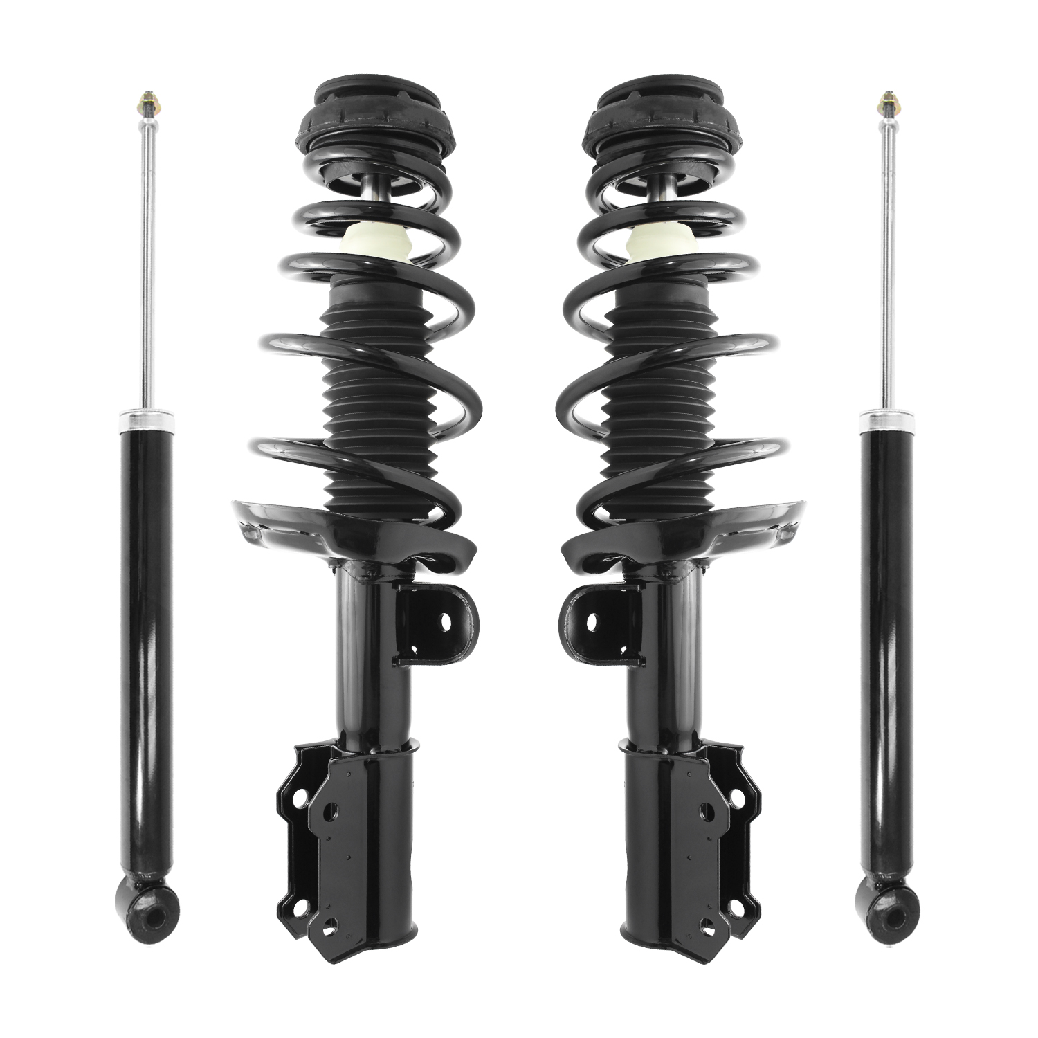 Unity Automotive Front Complete Strut Assemblies, (2) Rear Shock Absorbers - 4-11885-251180-001