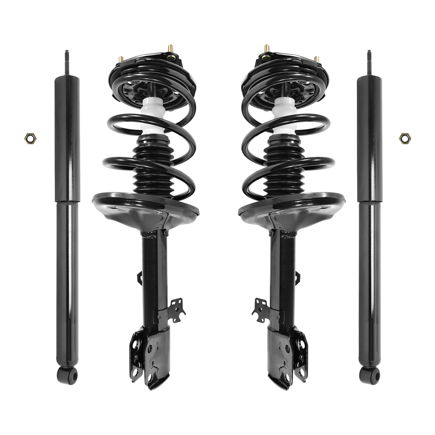 Unity Automotive Front Complete Strut Assemblies, (2) Rear Shock Absorbers - 4-11891-259820-001