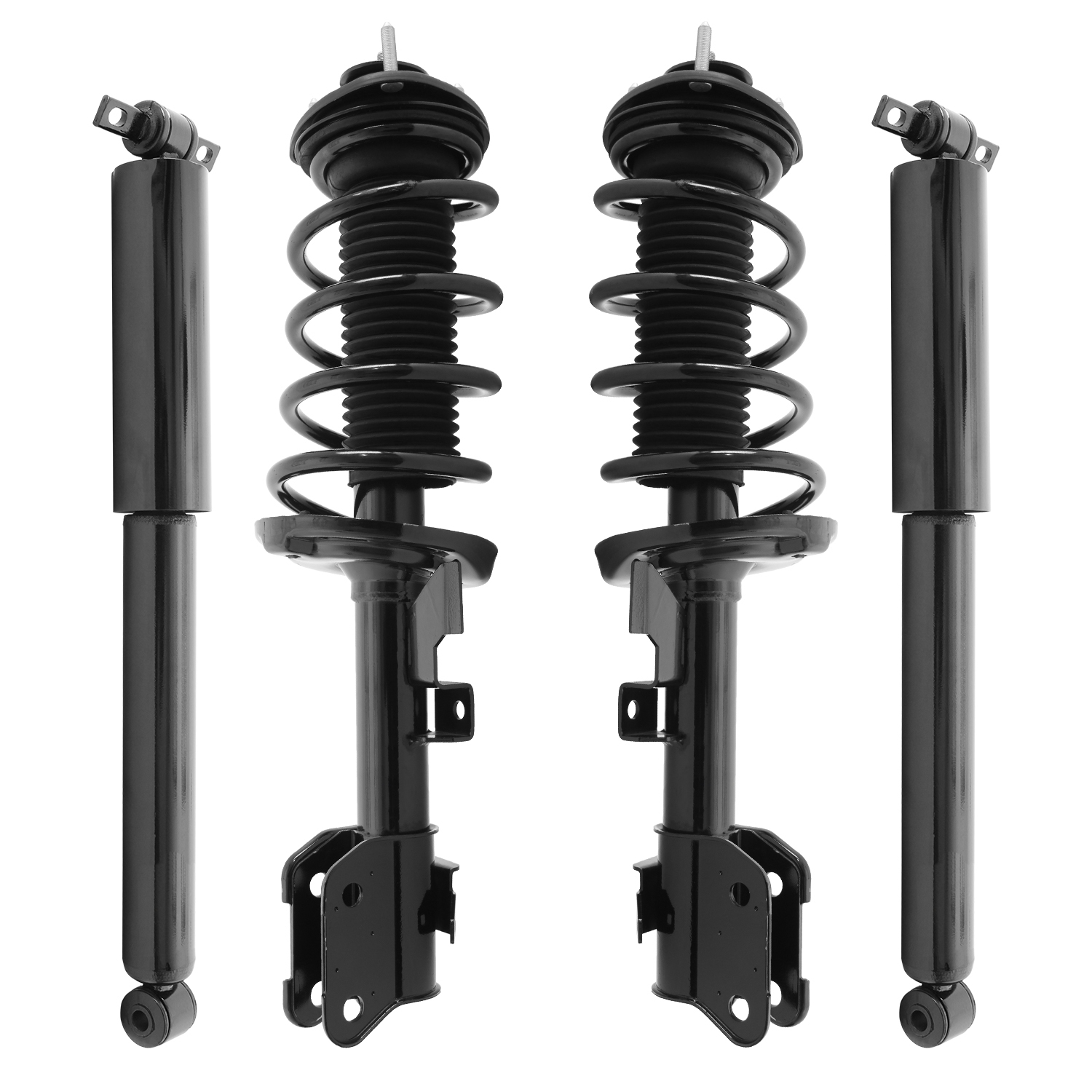 Unity Automotive Front Complete Strut Assemblies, (2) Rear Shock Absorbers - 4-11907-250050-001