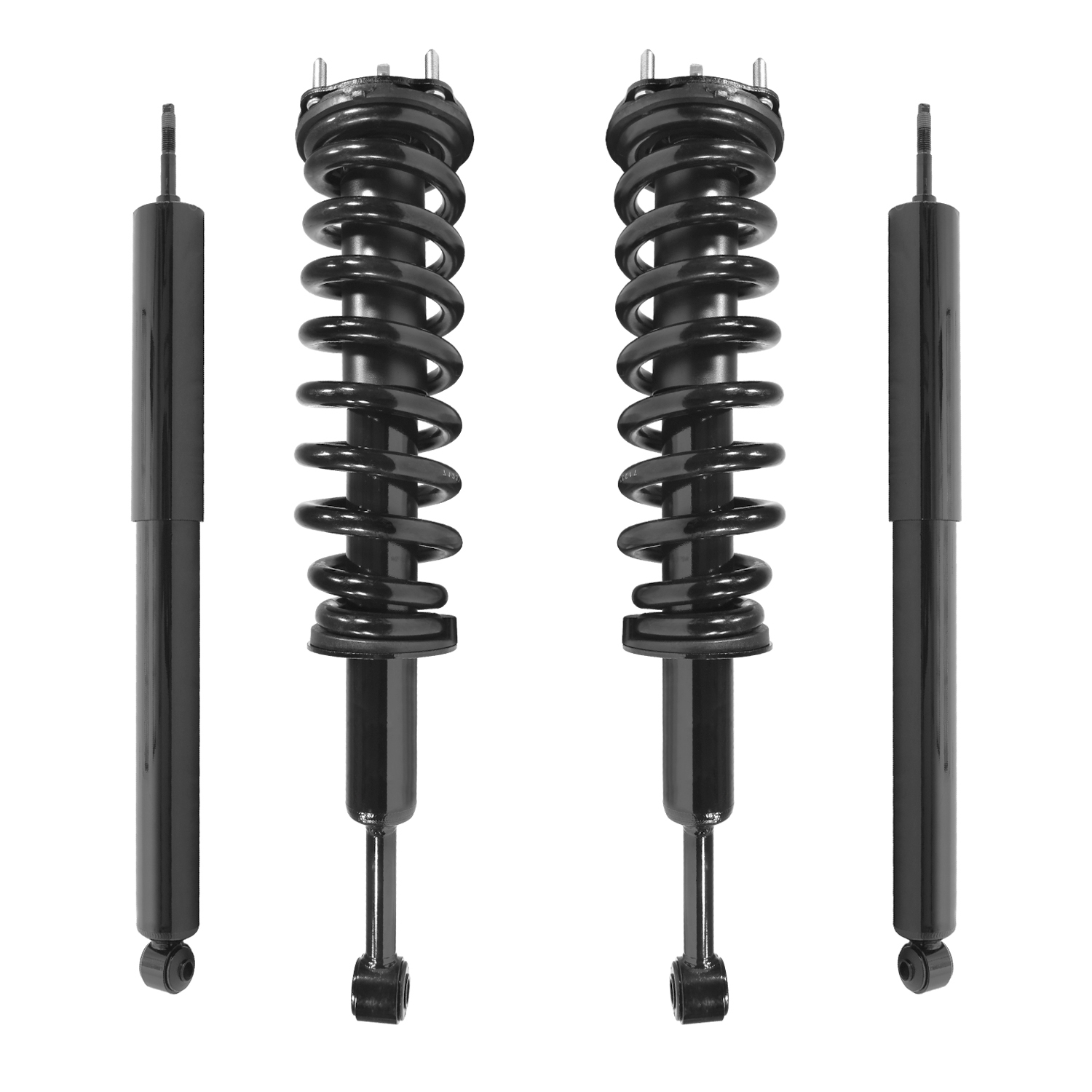 Unity Automotive Front Complete Strut Assemblies, (2) Rear Shock Absorbers - 4-11921-254020-001