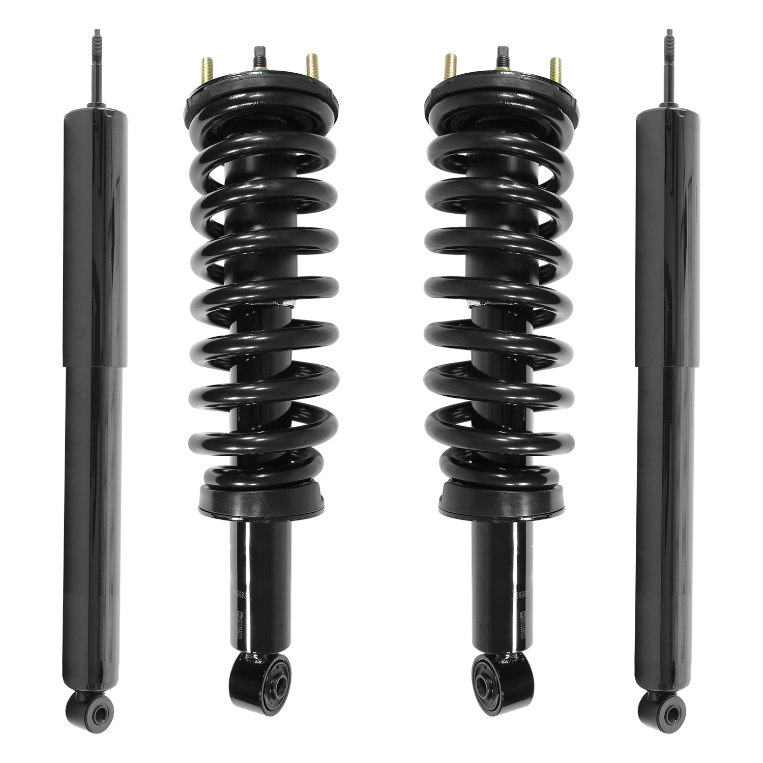 Unity Automotive Front Complete Strut Assemblies, (2) Rear Shock Absorbers - 4-11931-254700-001