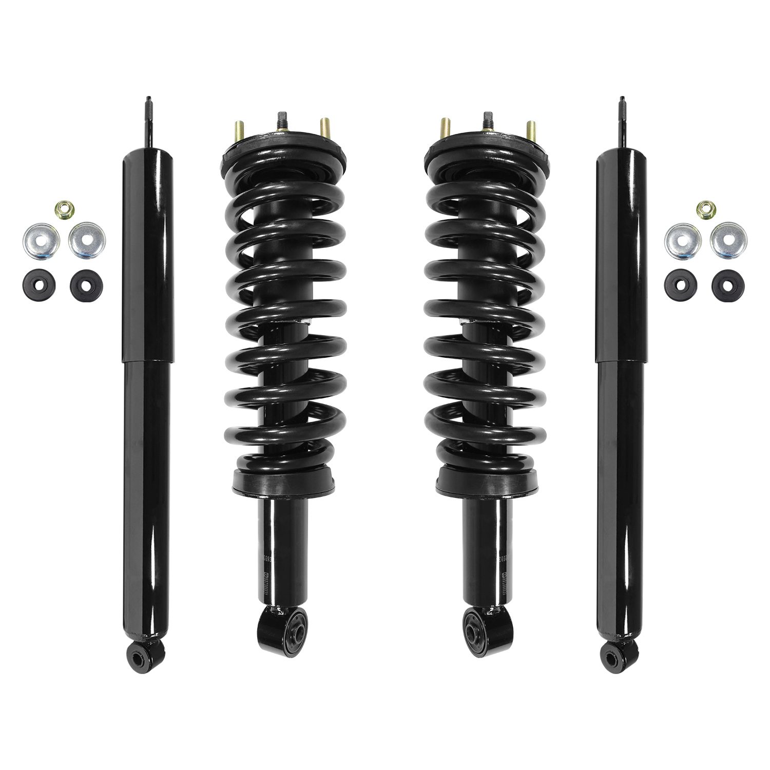 Unity Automotive Front Complete Strut Assemblies, (2) Rear Shock Absorbers - 4-11931-254800-001
