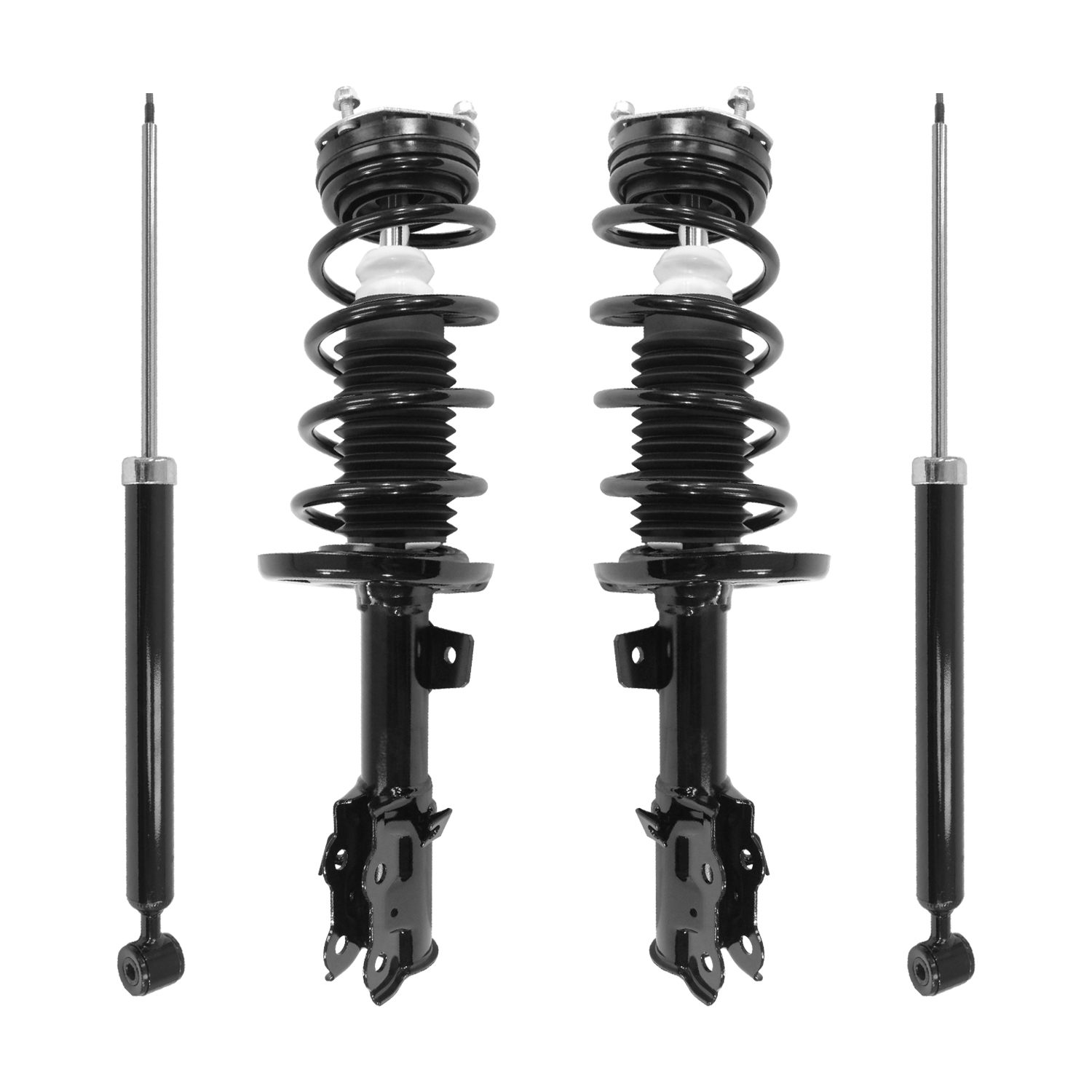 Unity Automotive Front Complete Strut Assemblies, (2) Rear Shock Absorbers - 4-11937-252140-001