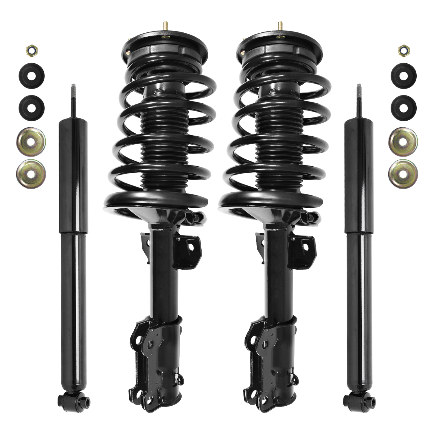 Unity Automotive Front Complete Strut Assemblies, (2) Rear Shock Absorbers - 4-11950-252400-001