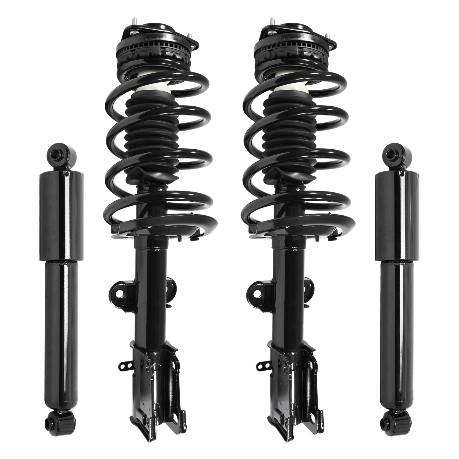 Unity Automotive Front Complete Strut Assemblies, (2) Rear Shock Absorbers - 4-11970-253050-001