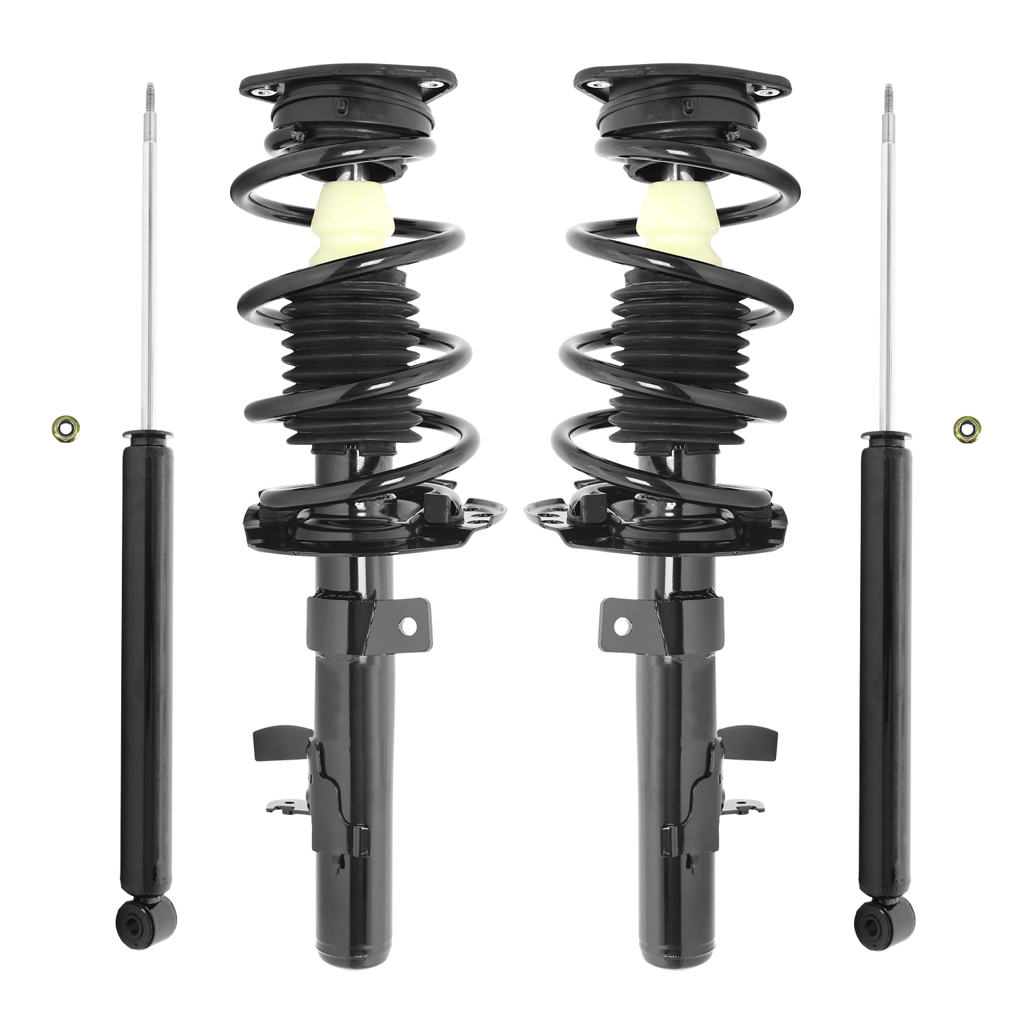 Unity Automotive Front Complete Strut Assemblies, (2) Rear Shock Absorbers - 4-11973-252420-001