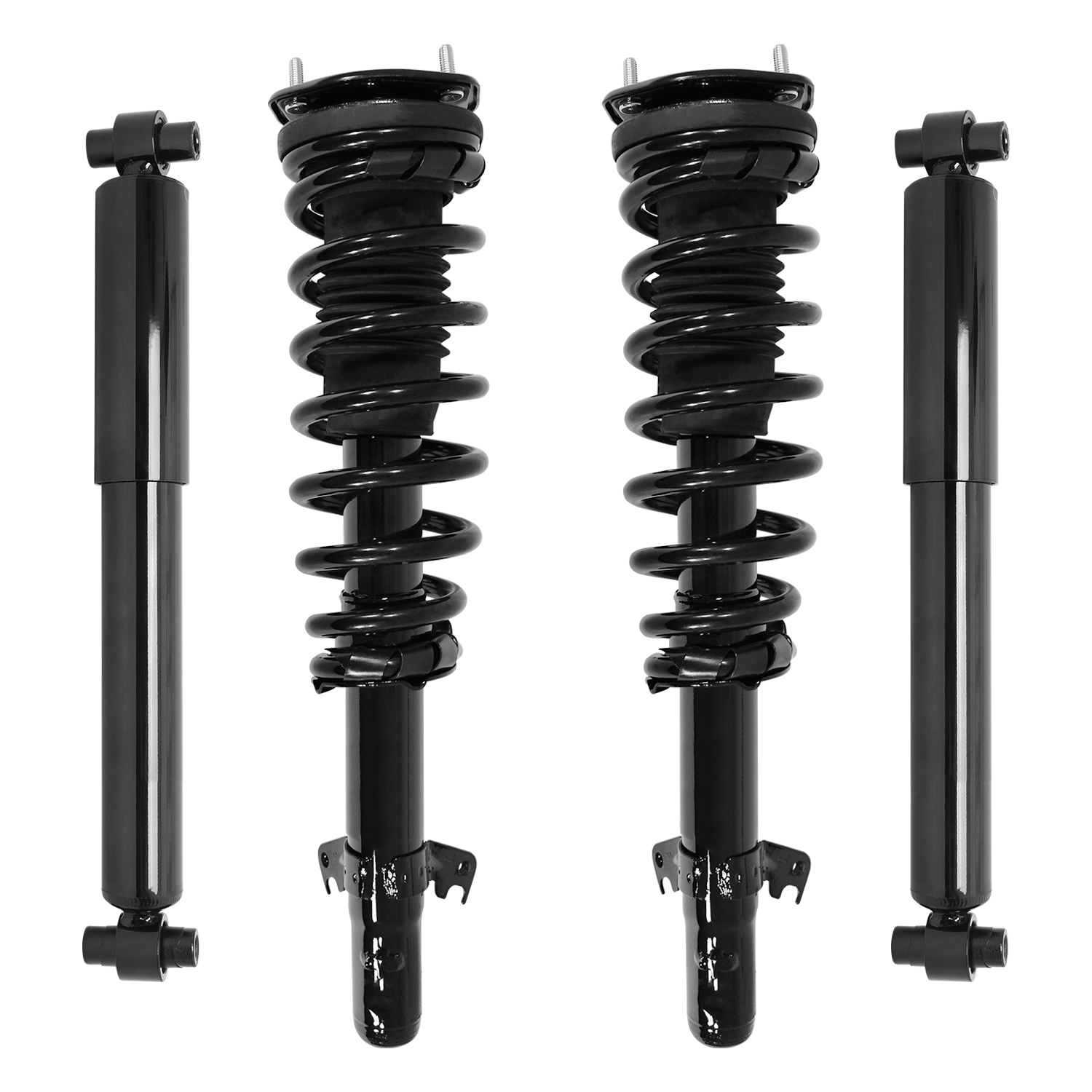 Unity Automotive Front Complete Strut Assemblies, (2) Rear Shock Absorbers - 4-11980-252080-001