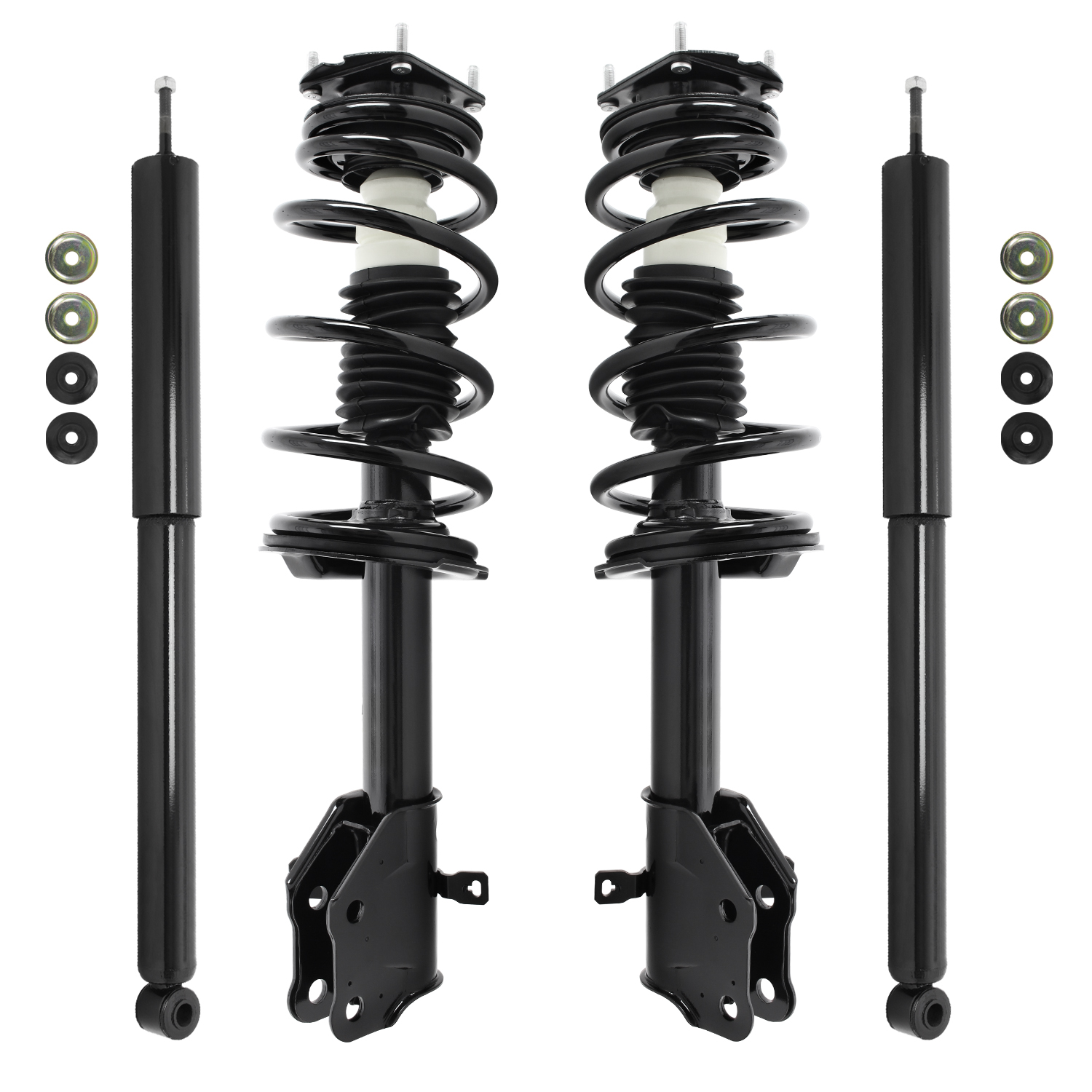 Unity Automotive Front Complete Strut Assemblies, (2) Rear Shock Absorbers - 4-11983-252410-001