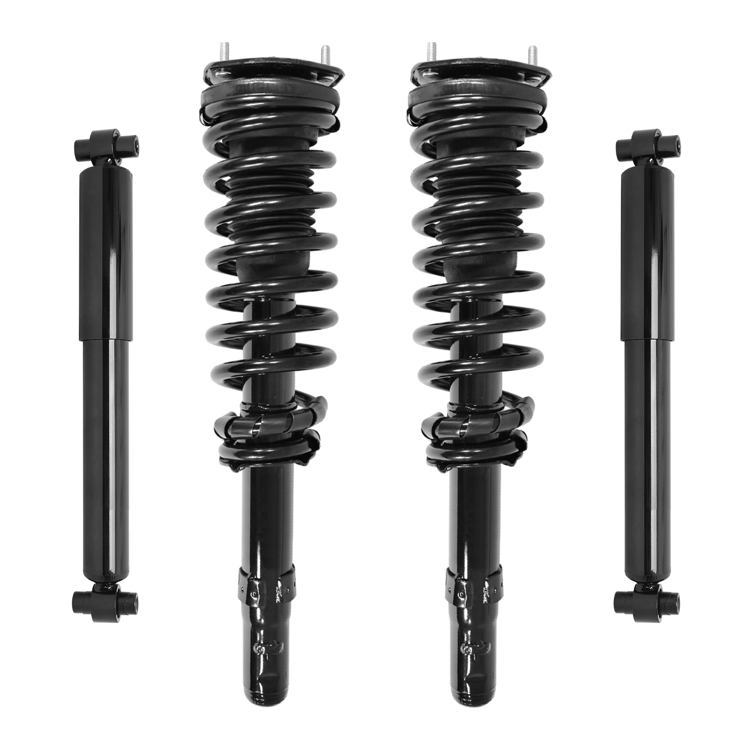 Unity Automotive Front Complete Strut Assemblies, (2) Rear Shock Absorbers - 4-11990-252080-001