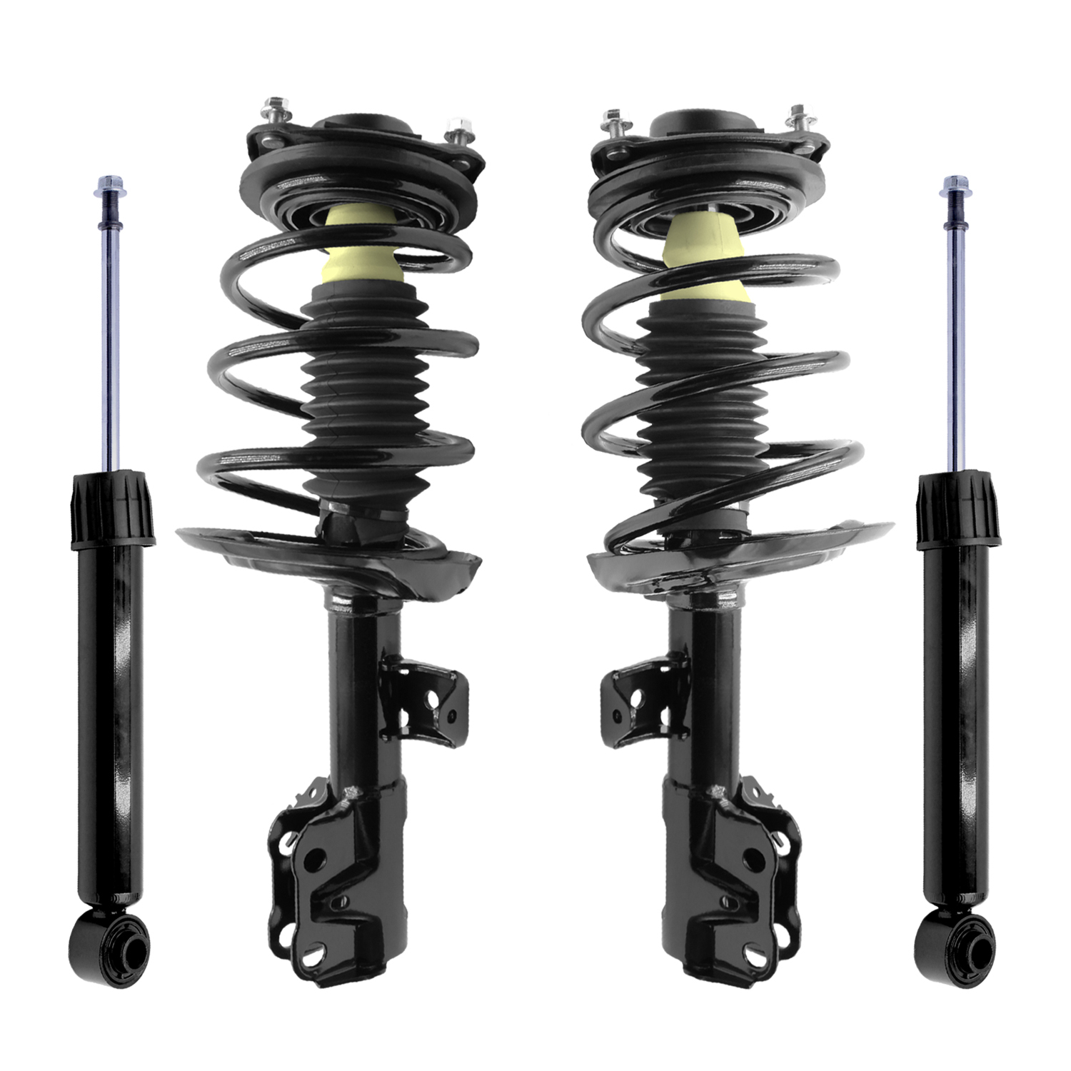 Unity Automotive Front Complete Strut Assemblies, (2) Rear Shock Absorbers - 4-13003-259270-001