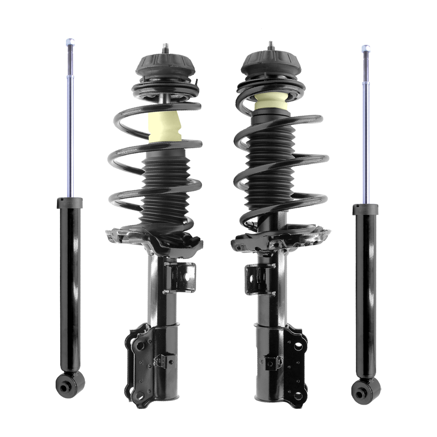 Unity Automotive Front Complete Strut Assemblies, (2) Rear Shock Absorbers - 4-13063-259740-001