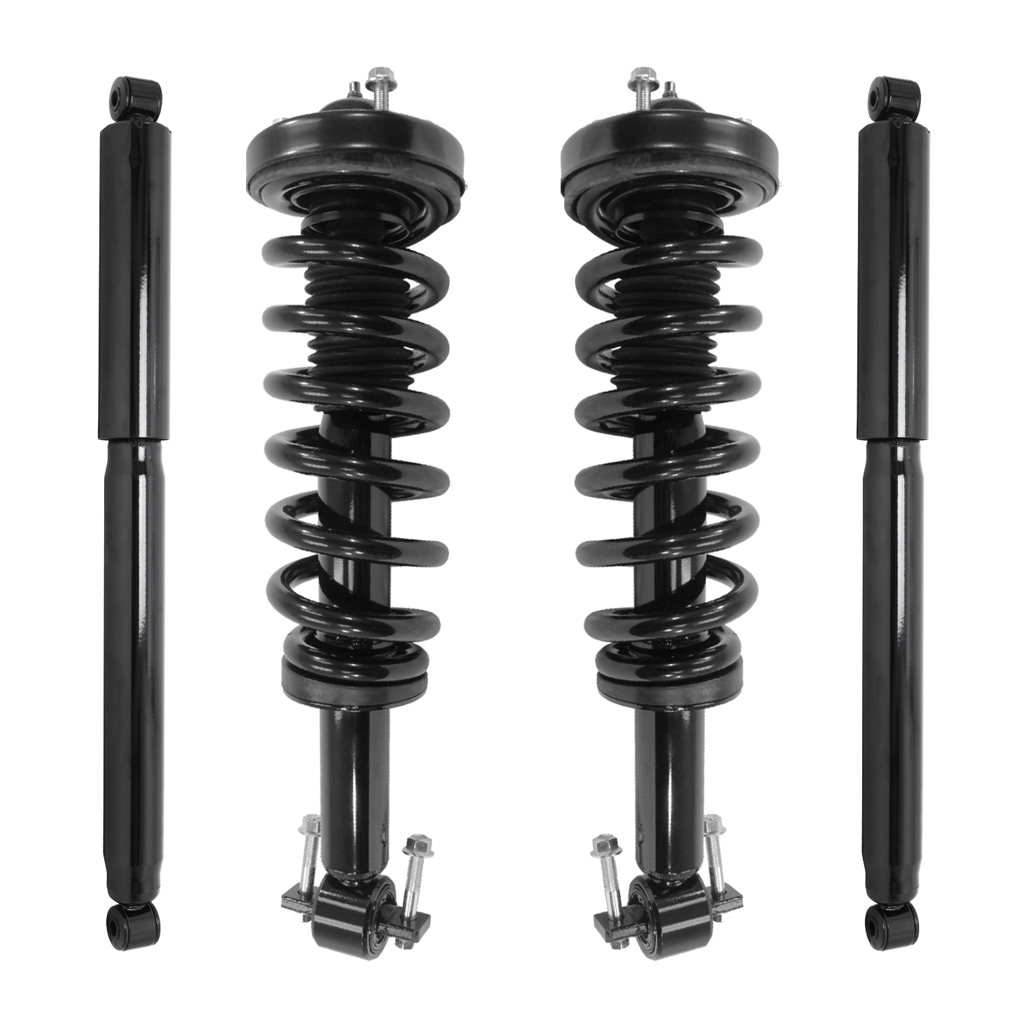 Unity Automotive Front Complete Strut Assemblies, (2) Rear Shock Absorbers - 4-13201-252600-001