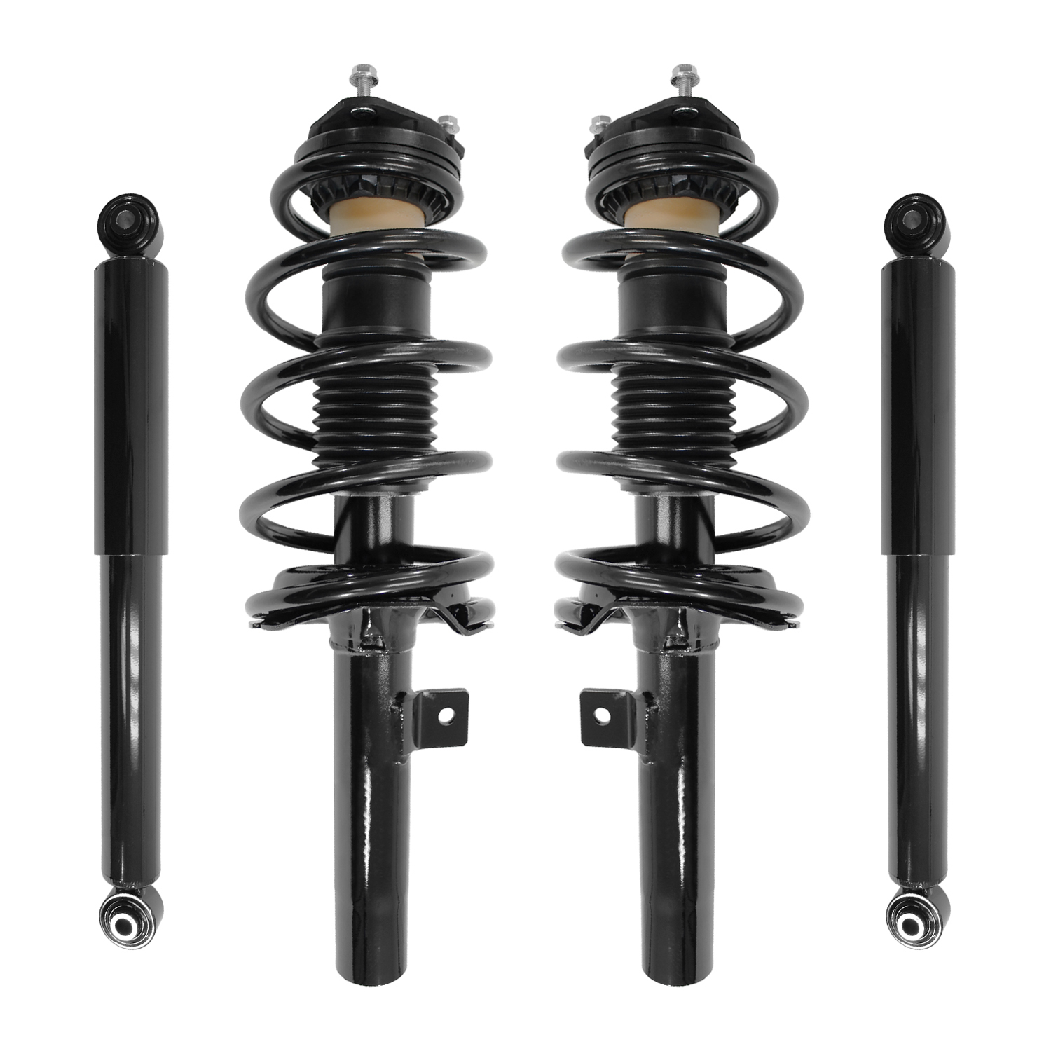 Unity Automotive Front Complete Strut Assemblies, (2) Rear Shock Absorbers - 4-13213-252230-001