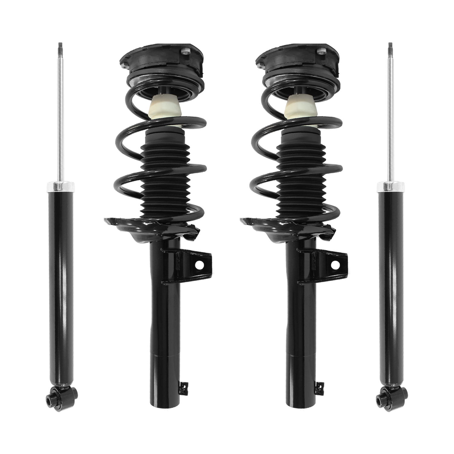 Unity Automotive Front Complete Strut Assemblies, (2) Rear Shock Absorbers - 4-13290-257180-001