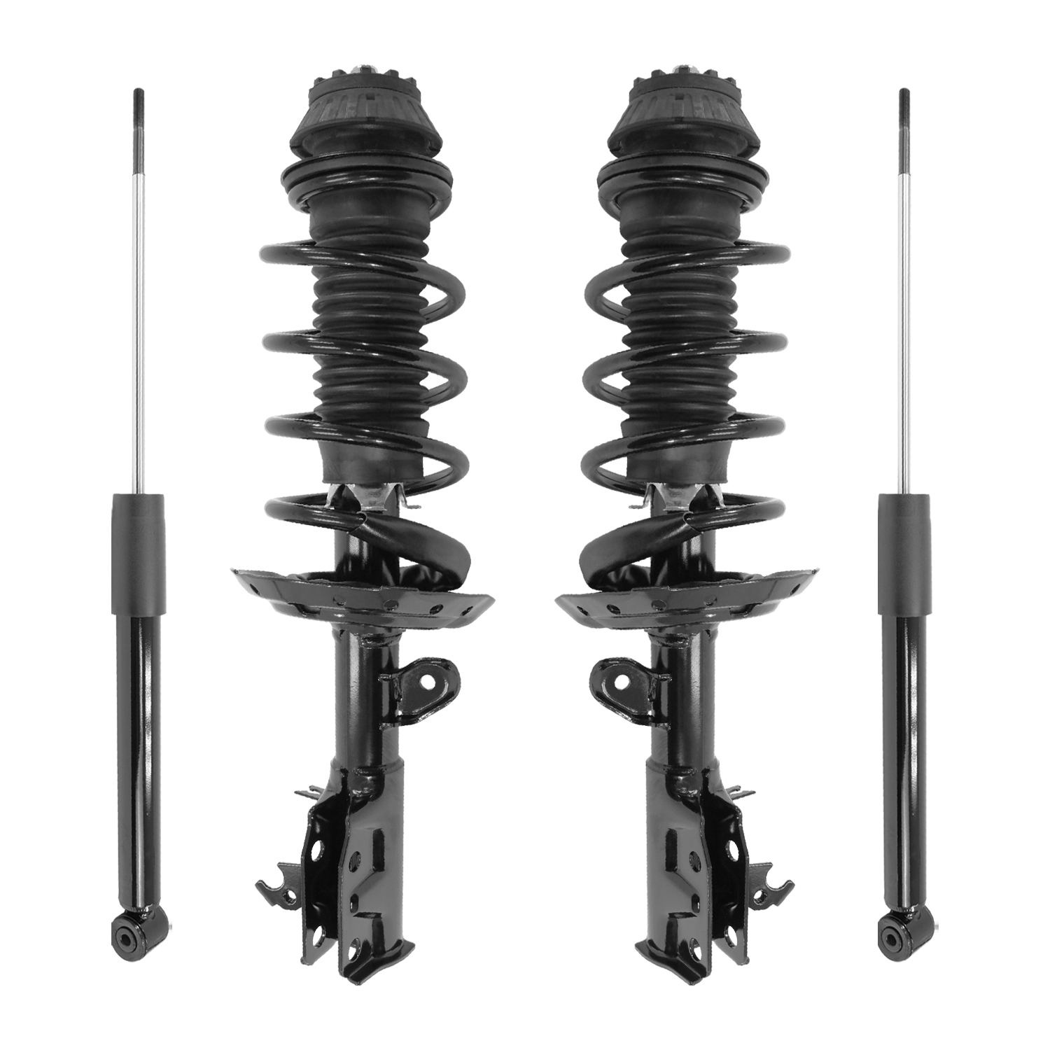 Unity Automotive Front Complete Strut Assemblies, (2) Rear Shock Absorbers - 4-13391-250080-001
