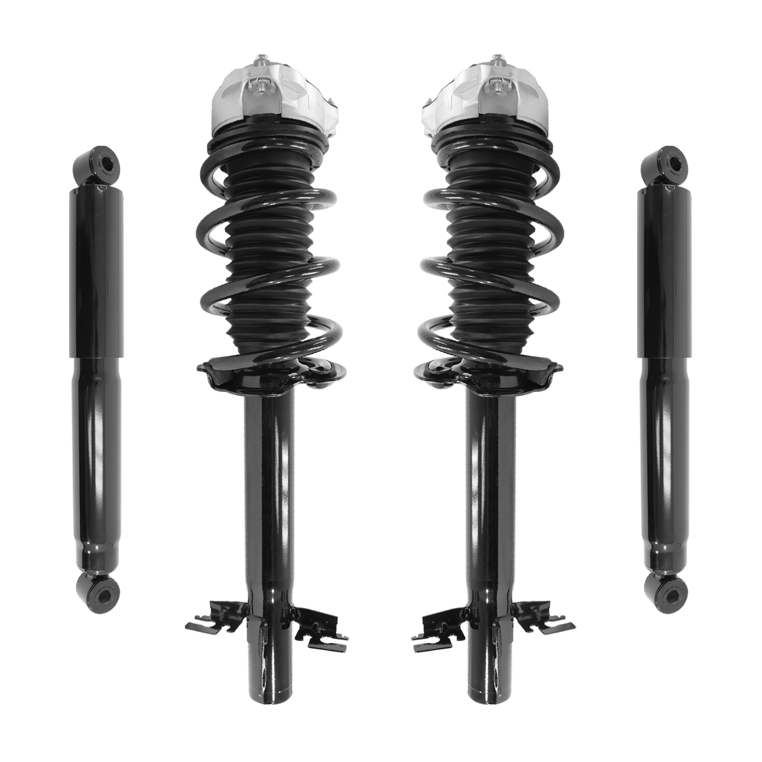 Unity Automotive Front Complete Strut Assemblies, (2) Rear Shock Absorbers - 4-13421-253370-001