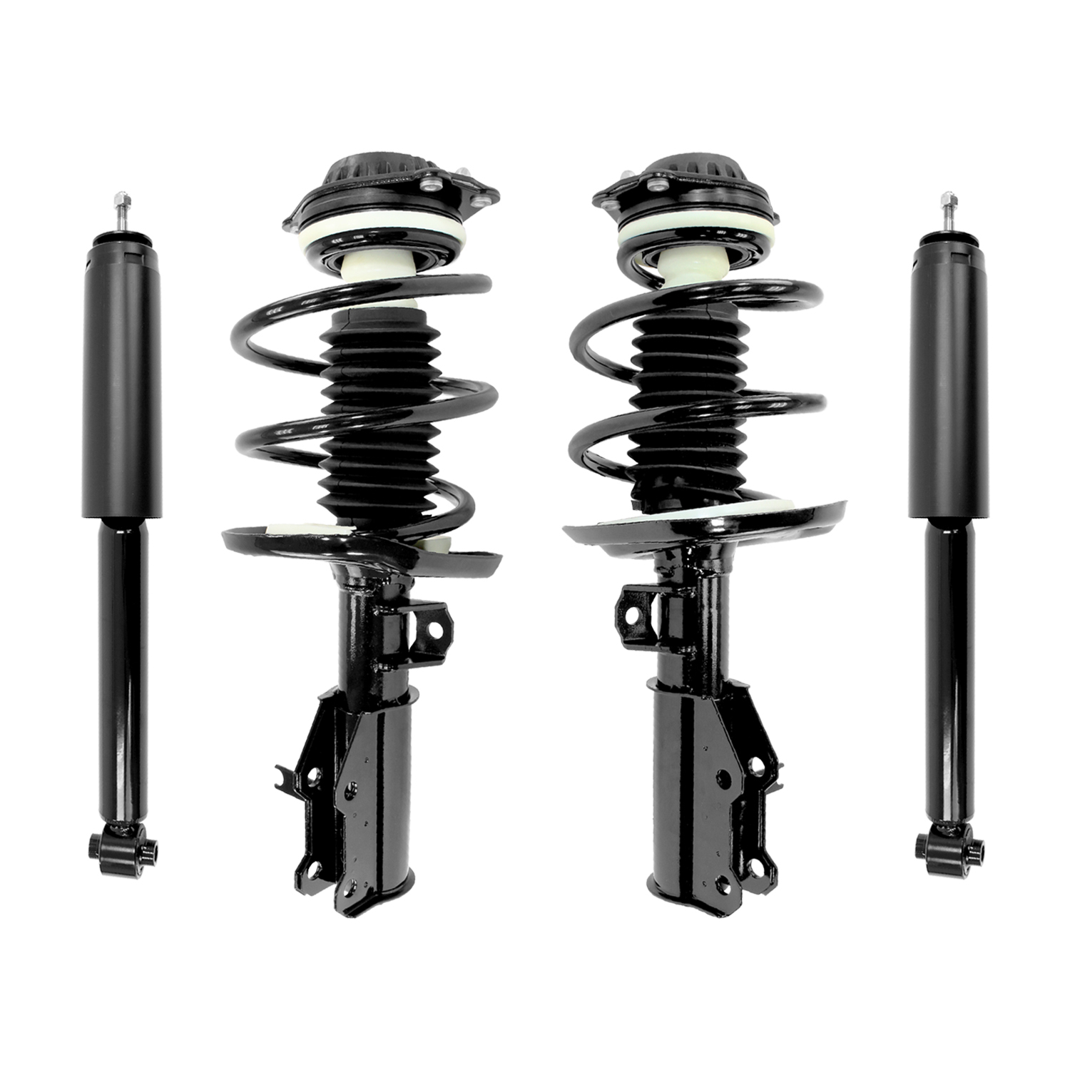 Unity Automotive Front Complete Strut Assemblies, (2) Rear Shock Absorbers - 4-13511-251380-001