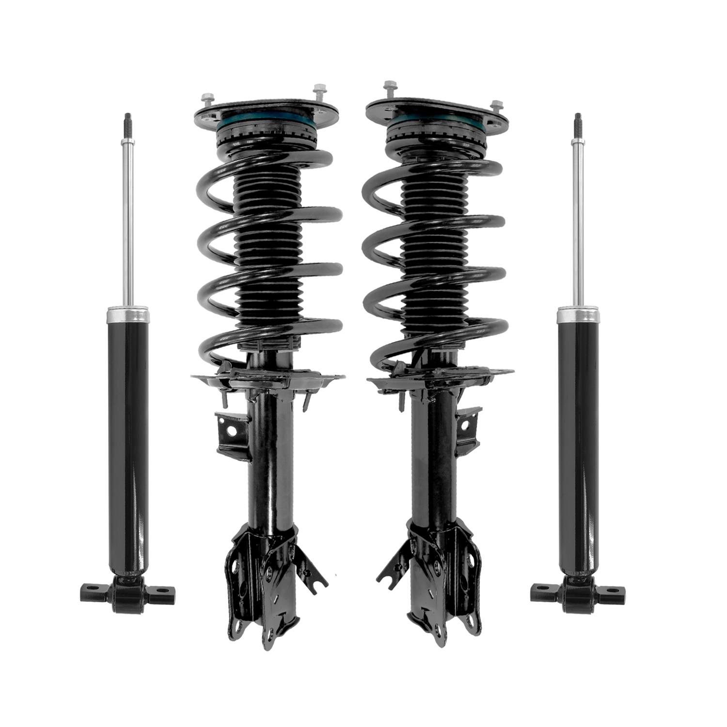 Unity Automotive Front Complete Strut Assemblies, (2) Rear Shock Absorbers - 4-13521-252240-001