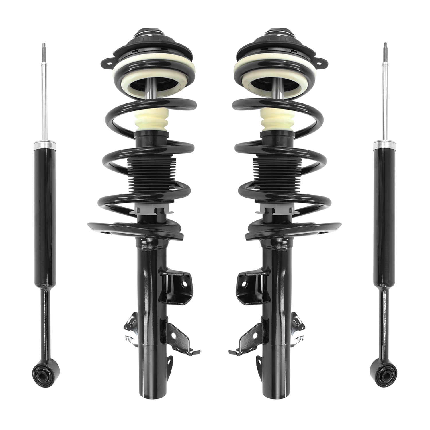 Unity Automotive Front Complete Strut Assemblies, (2) Rear Shock Absorbers - 4-13611-253390-001