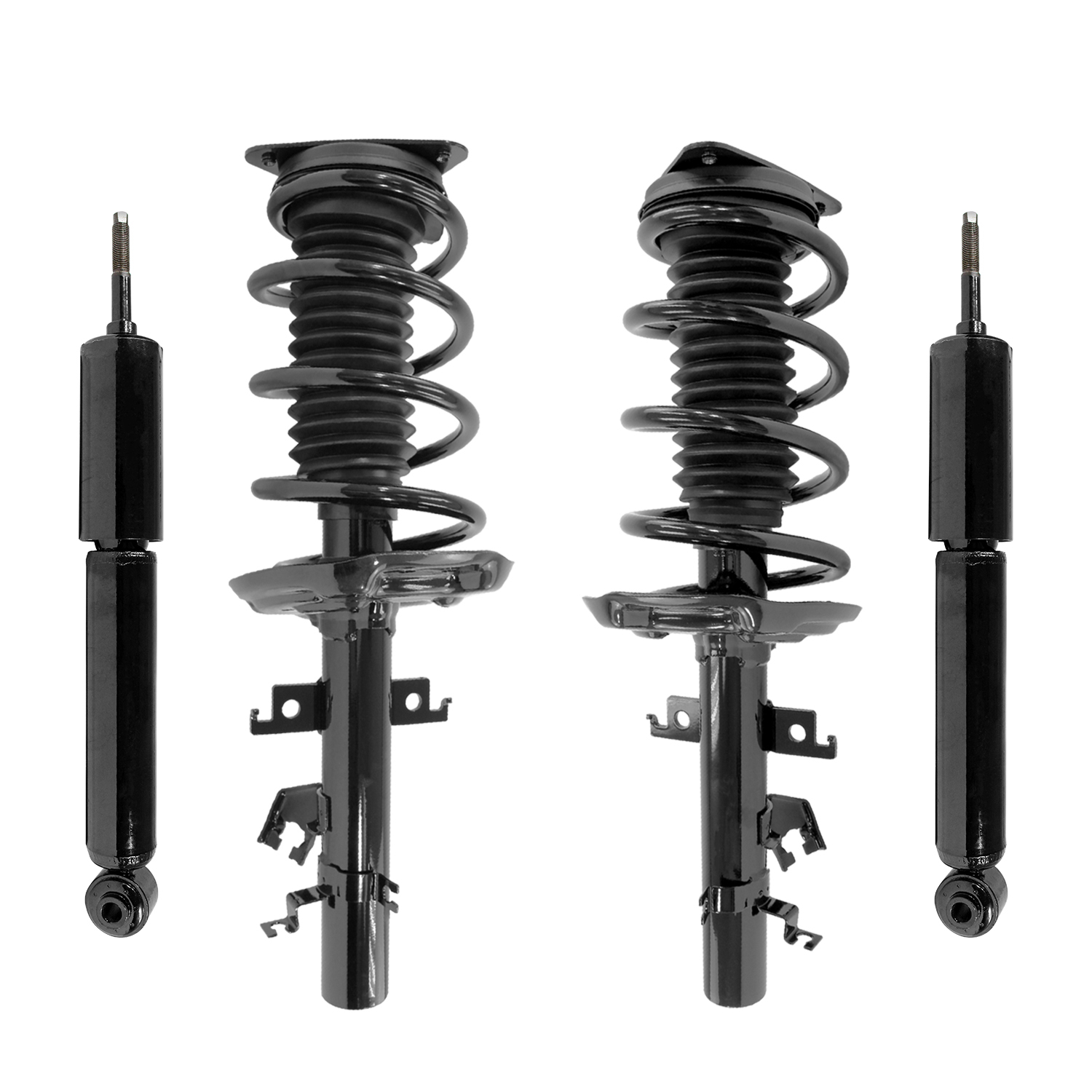 Unity Automotive Front Complete Strut Assemblies, (2) Rear Shock Absorbers - 4-13661-255510-001