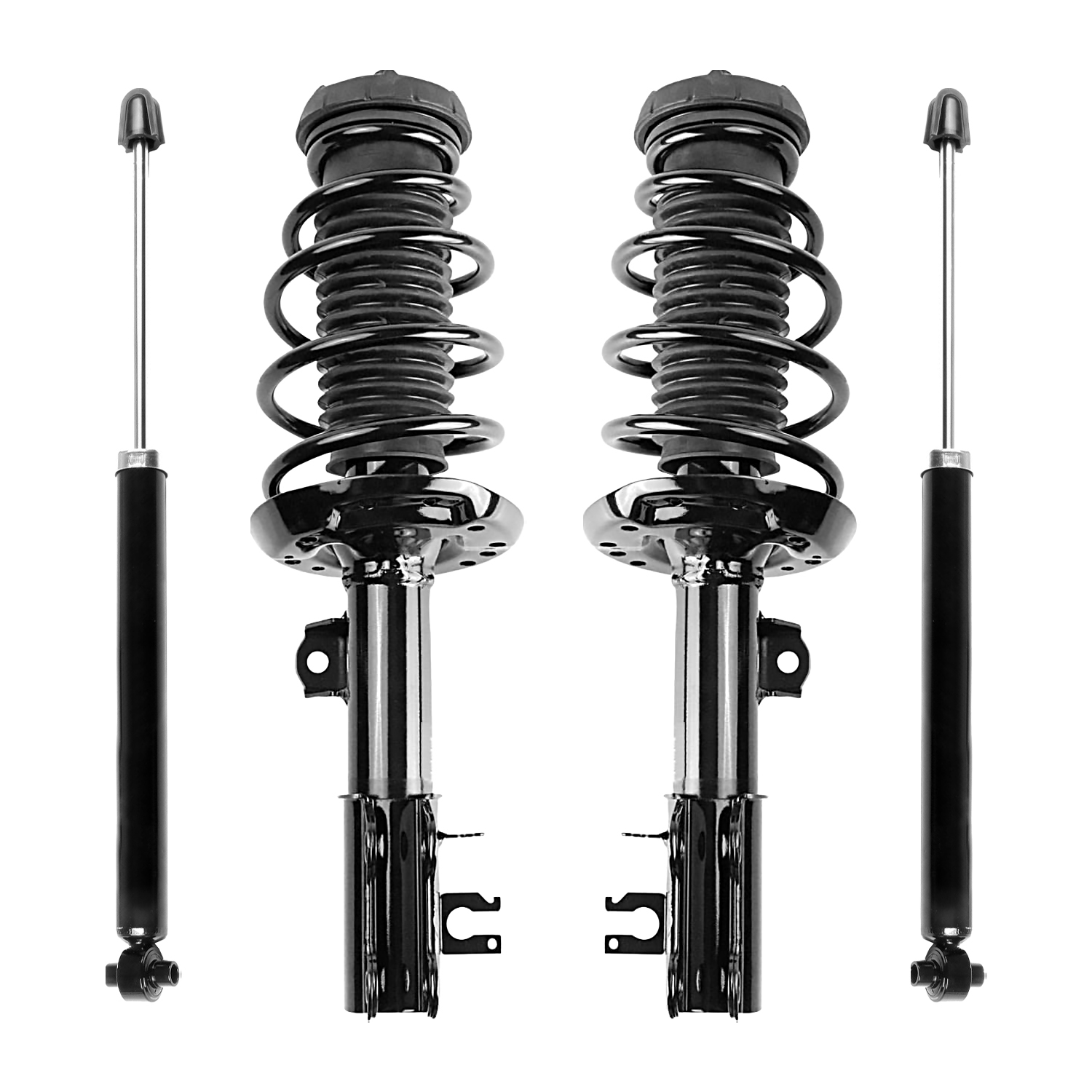 Unity Automotive Front Complete Strut Assemblies, (2) Rear Shock Absorbers - 4-13781-251410-001
