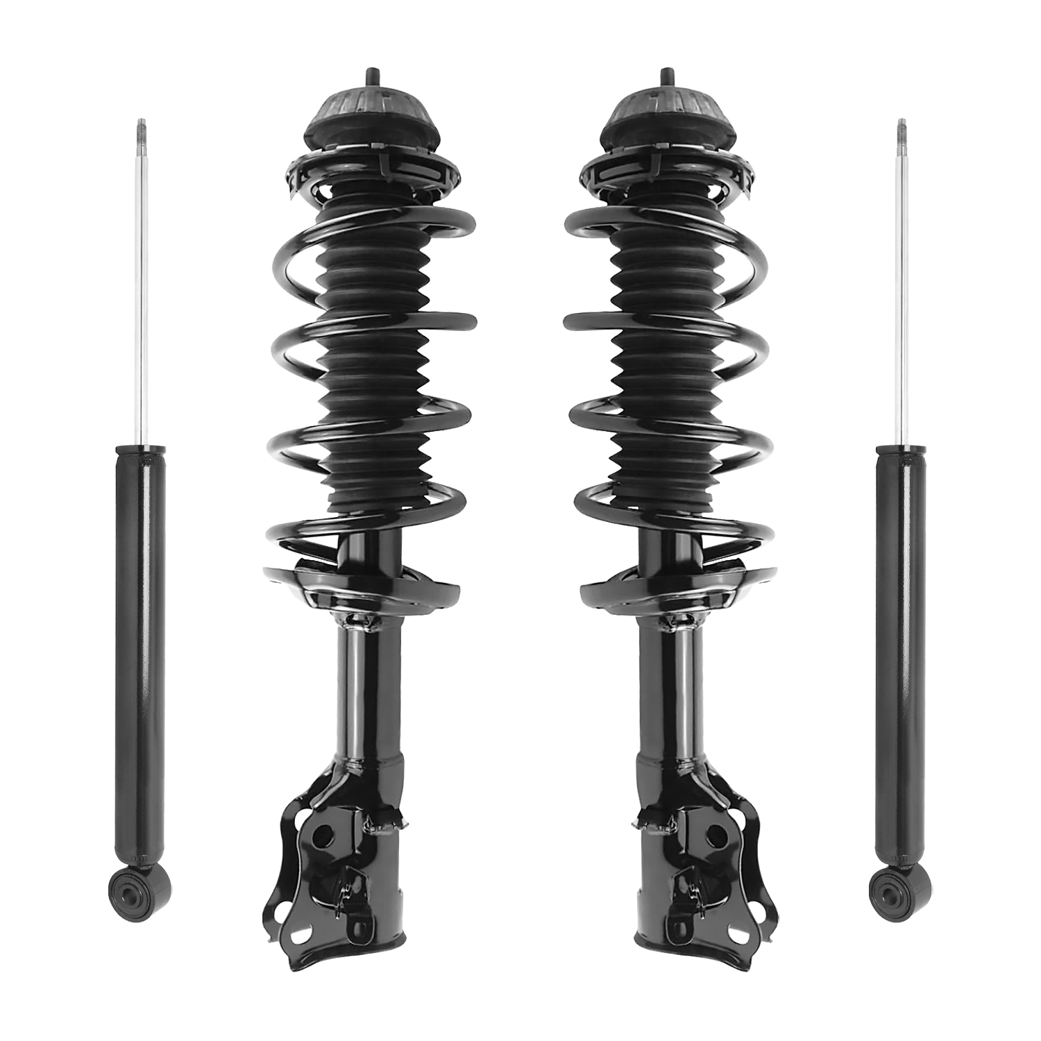 Unity Automotive Front Complete Strut Assemblies, (2) Rear Shock Absorbers - 4-13791-255260-001