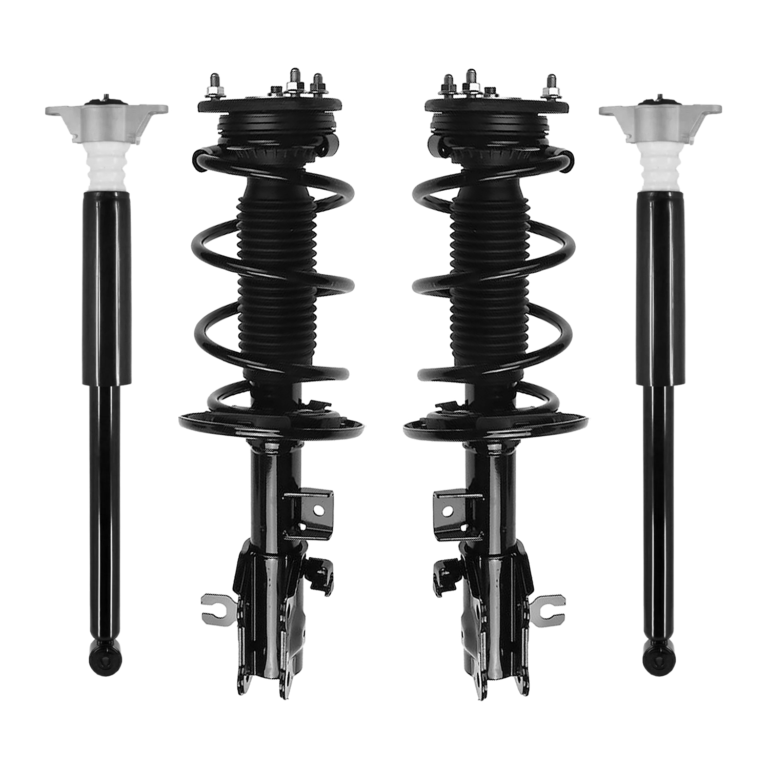 Unity Automotive Front Complete Strut Assemblies, (2) Rear Shock Absorbers - 4-13821-254170-001