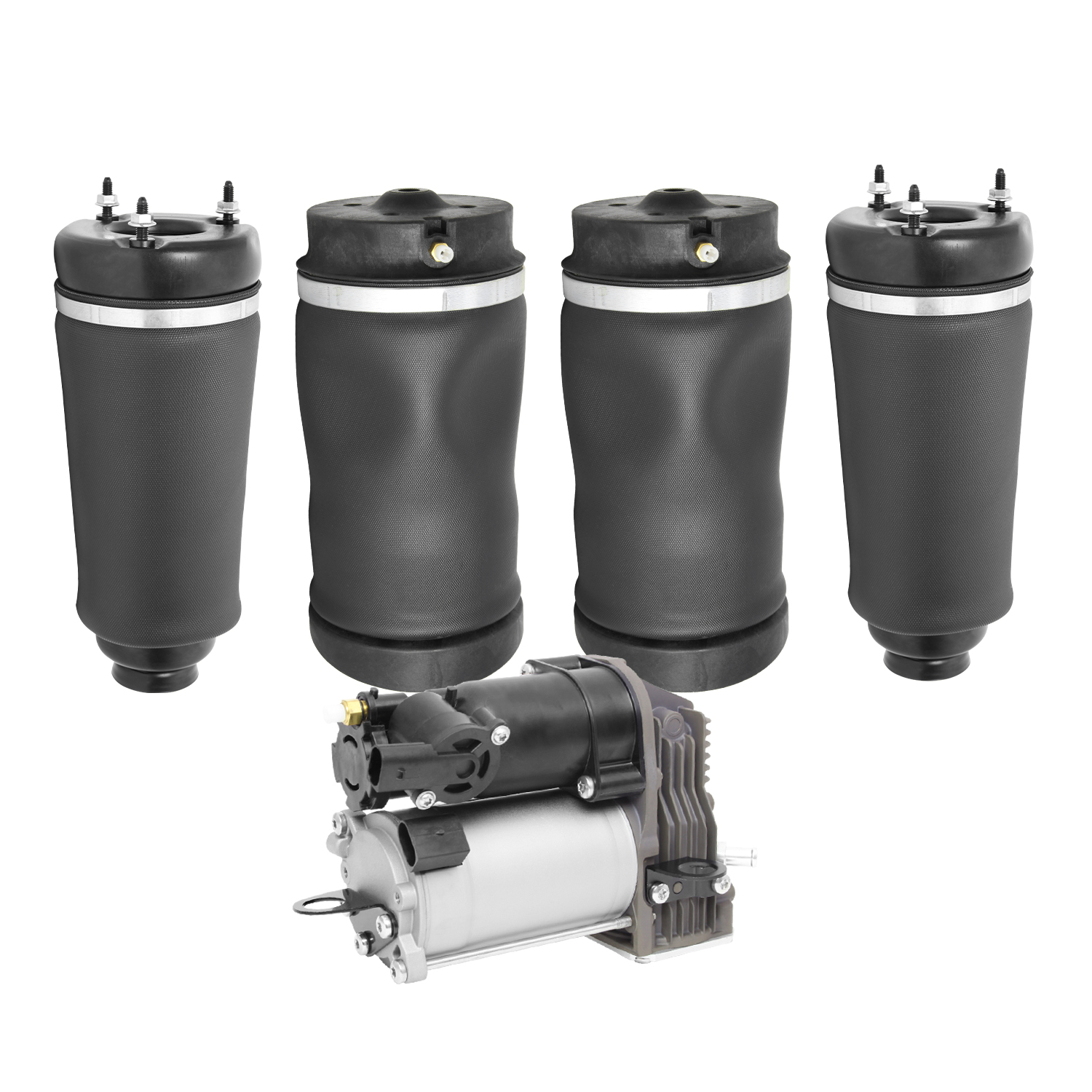 Unity Automotive Front & rear Air Springs/Bags, (1) Air Suspension Compressor - 4-15-112800-C